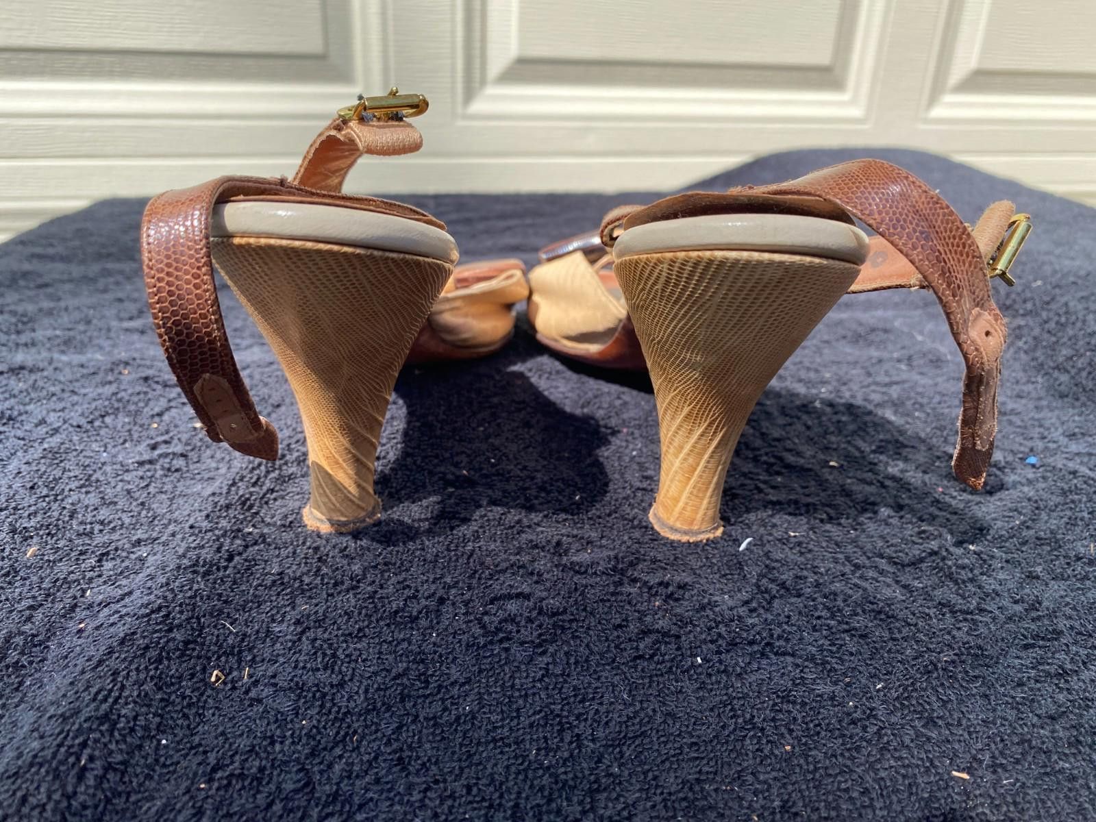 Designer Vintage Women 50s/60s Palizzio Leather Sandals SZ. 7B (S618) Size US 7 / IT 37 - 2 Thumbnail