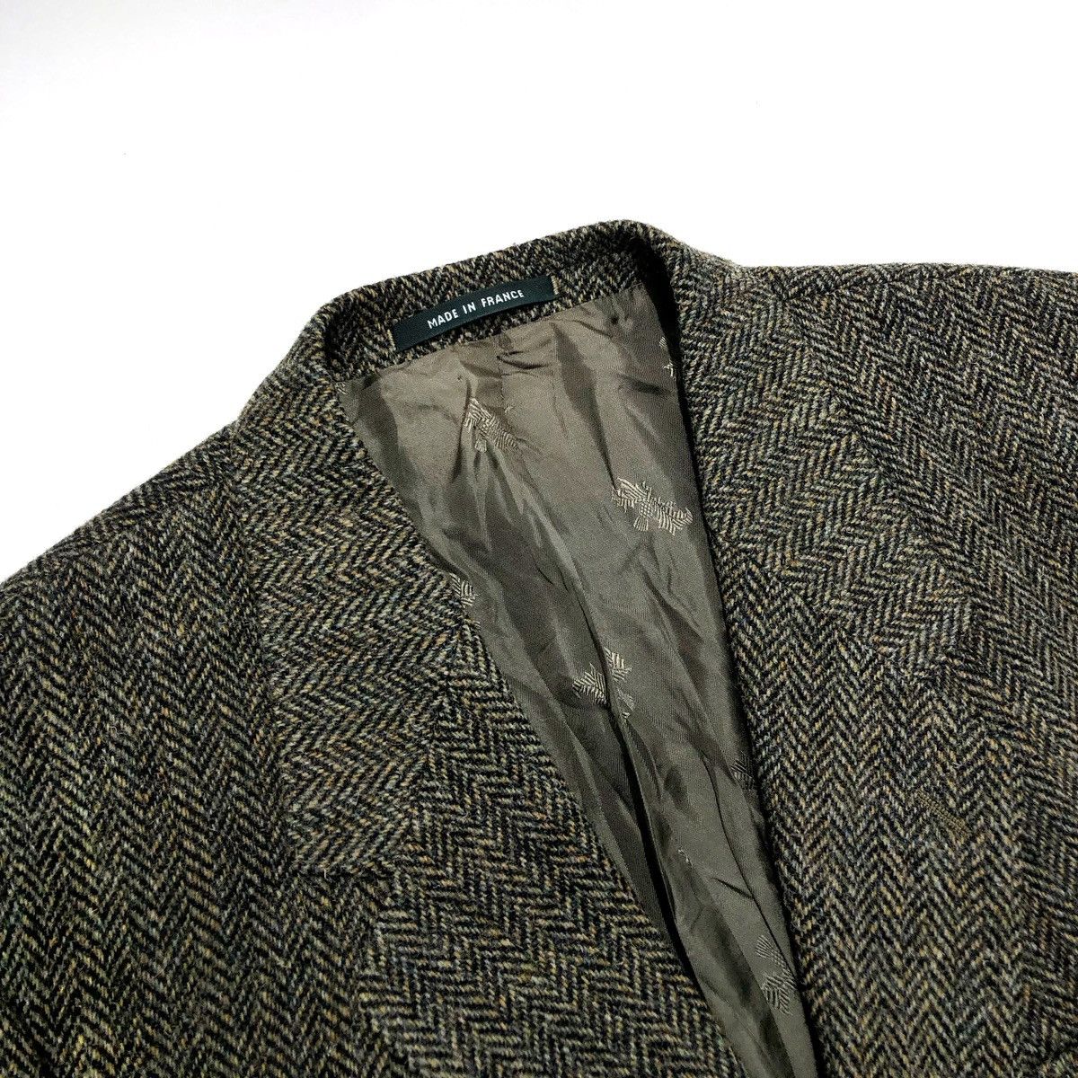 Harris Tweed 🧿wool 3-buttons tweed blazer herringbone green/black Size 52R - 2 Thumbnail