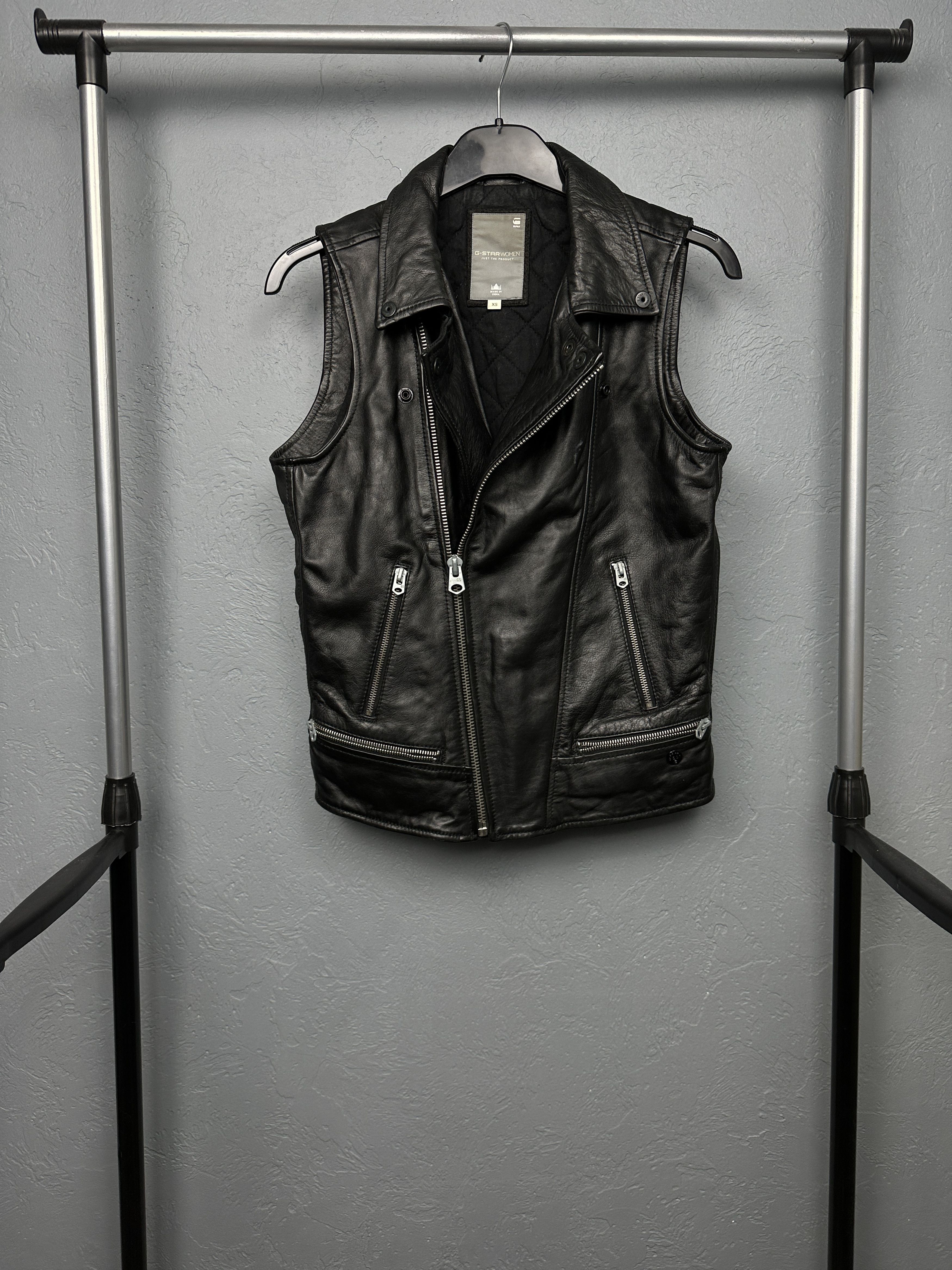 G-Star G Star Raw Womens Leather Gilet Vest Size XS / US 0-2 / IT 36-38 - 1 Thumbnail
