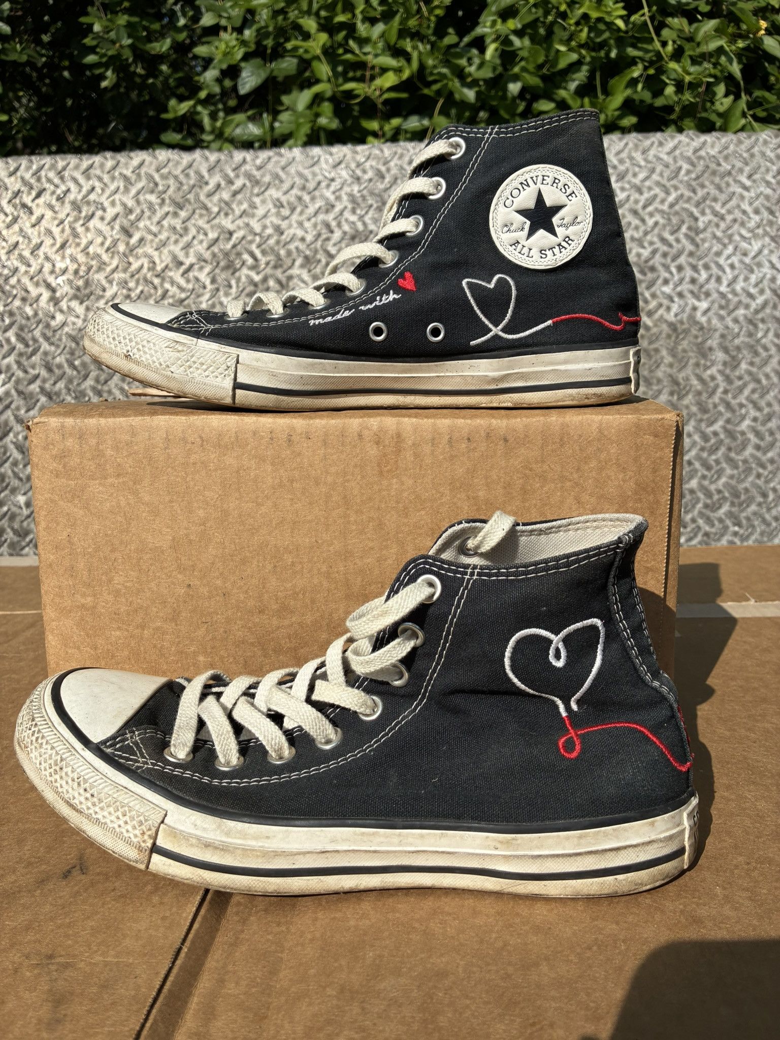 Converse Converse Made With Love High Tops Shoes Black White Size US 9 / IT 39 - 2 Thumbnail