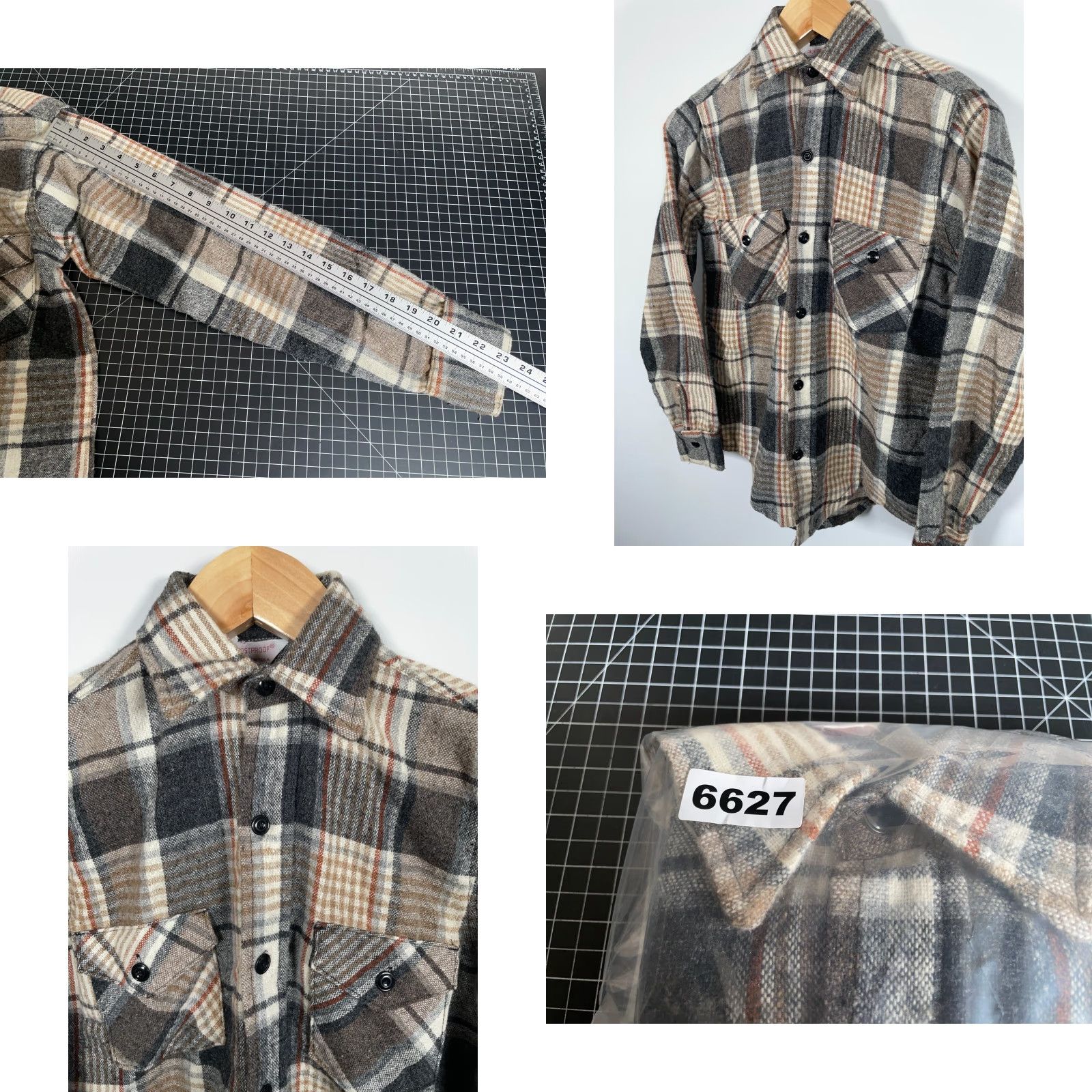 Vintage Vintage Yes Frostproof Wool Flannel Shirt Men's Small Beige Brown Plaid Workwear USA Tag 70s Grunge Size US S / EU 44-46 / 1 - 8 Thumbnail