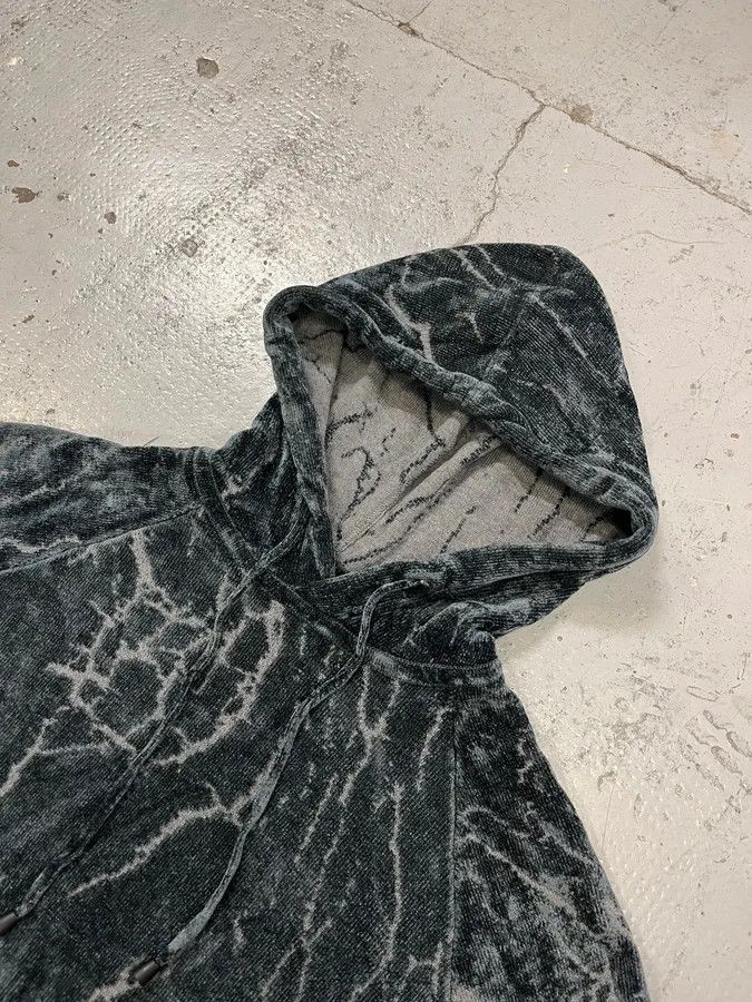 Emporio Armani 2010s Emporio Armani Lightning Crack Grey Velvet Hoodie Size US S / EU 44-46 / 1 - 6 Thumbnail