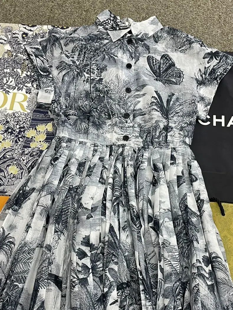 Dior Dior Printed short-sleeved long dress Size XXS / US 00 / IT 34 - 2 Thumbnail