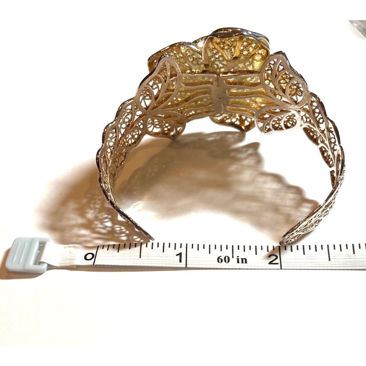 Other Filigree Rose Statement Cuff Bracelet With Intricate Leaf De Size ONE SIZE - 10 Thumbnail
