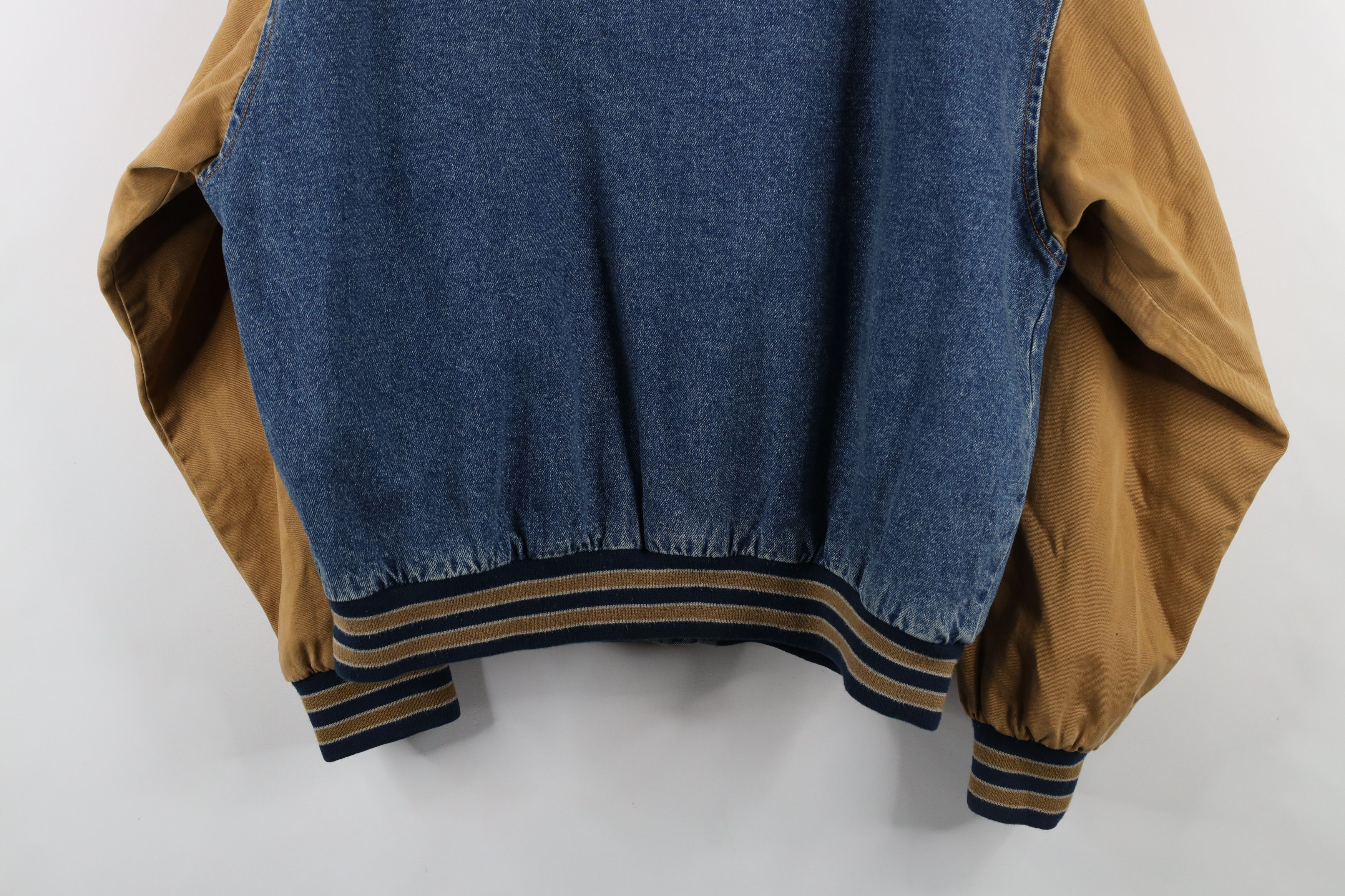 Vintage Vintage 90s Streetwear Eugene Hardwoods Denim Varsity Jacket Size US L / EU 52-54 / 3 - 15 Thumbnail