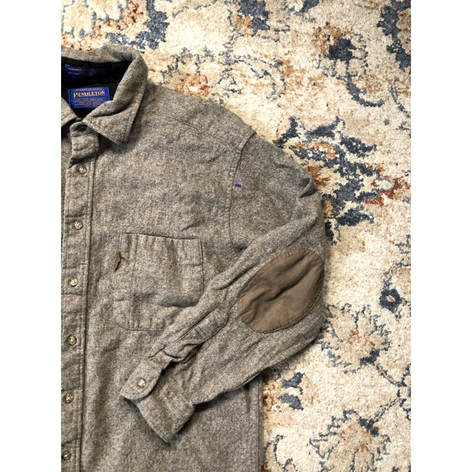 Pendleton Pendleton Shirt Mens Large Gray Wool Elbow Patch Outdoor Workwear Button Up Size US L / EU 52-54 / 3 - 4 Thumbnail