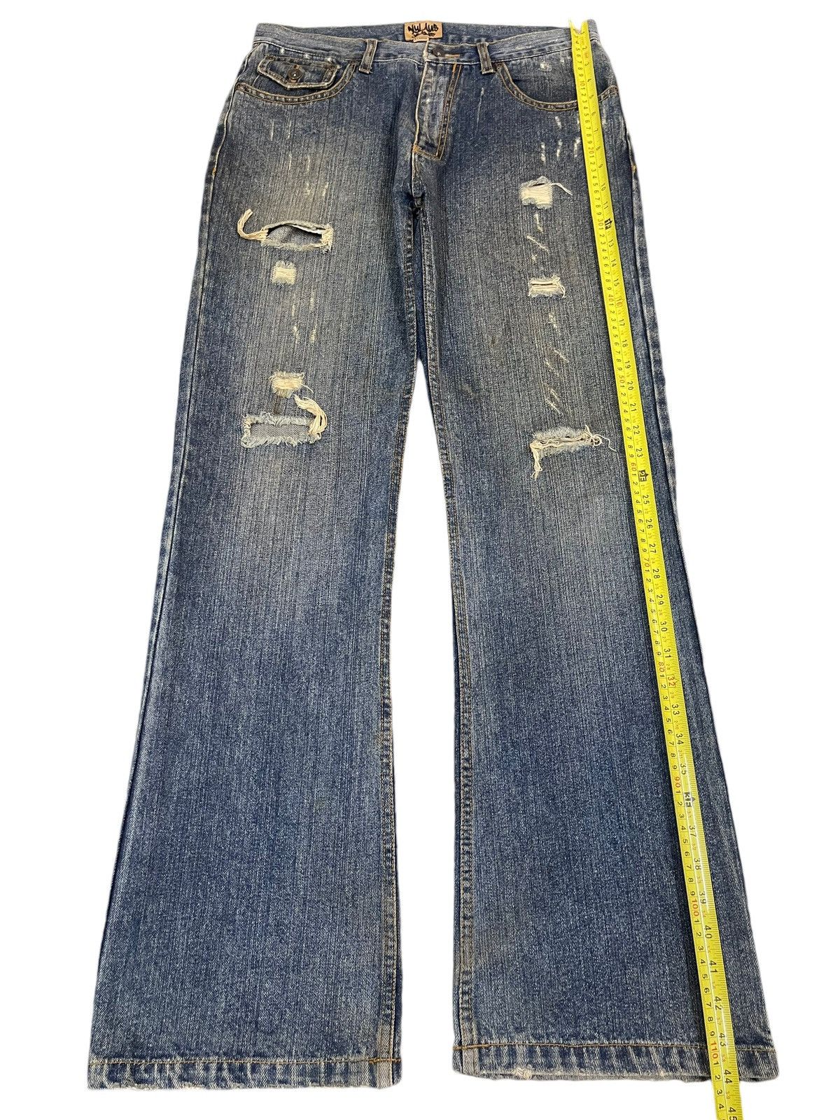 14th Addiction Vintage Japanese Nylaus Mud Wash Distressed Wide Leg Jeans Size US 32 / EU 48 - 13 Thumbnail