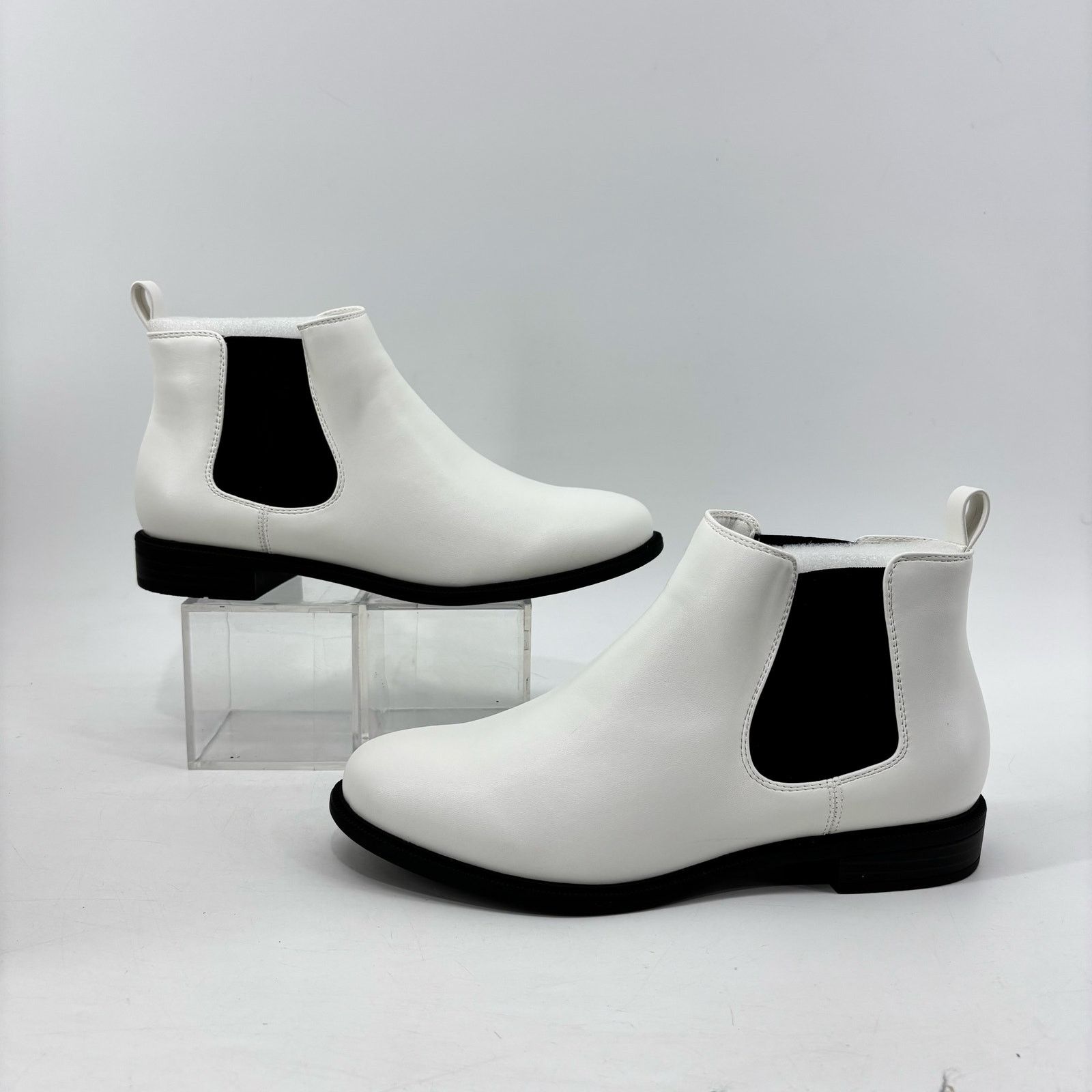 Other Anjoufemme Womens Size 7 Chelsea White Boots Booties Ankle Size US 7 / IT 37 - 6 Thumbnail