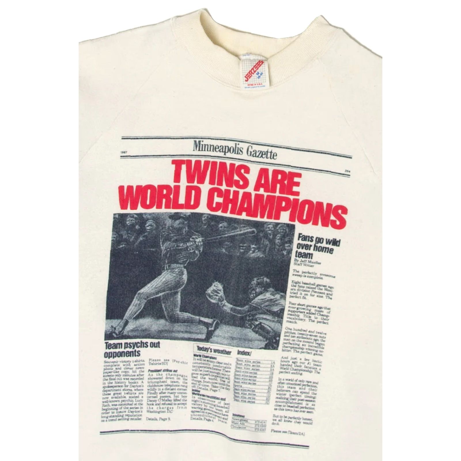 Jerzees VINTAGE Minneapolis Gazette Twins Champions Sweatshirt (1980s) Size US M / EU 48-50 / 2 - 2 Thumbnail