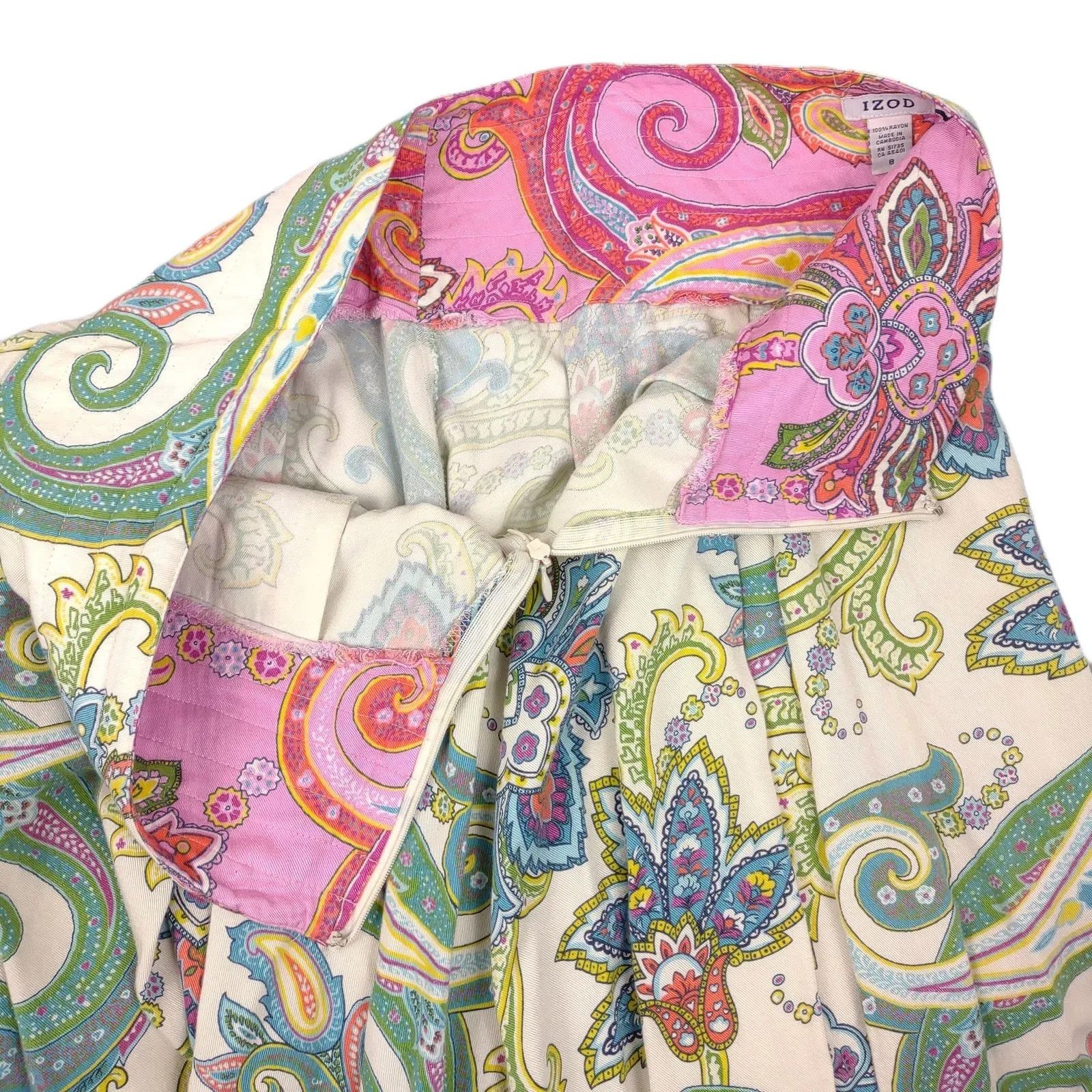 Izod IZOD Y2K Paisley 100% Rayon Twill Pleated Short Tennis Skirt Size 30" / US 8 / IT 44 - 4 Thumbnail