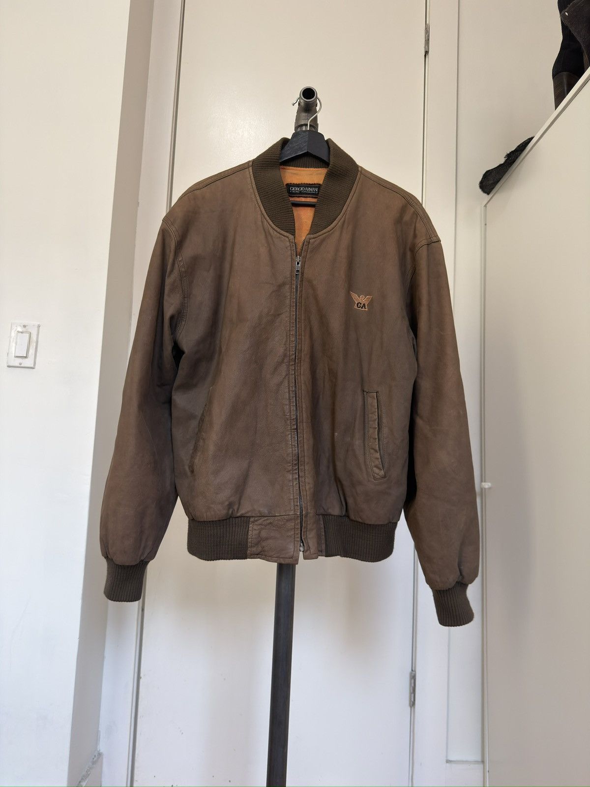 Giorgio Armani ‘80s Leather Logo Bomber Size US L / EU 52-54 / 3 - 1 Thumbnail