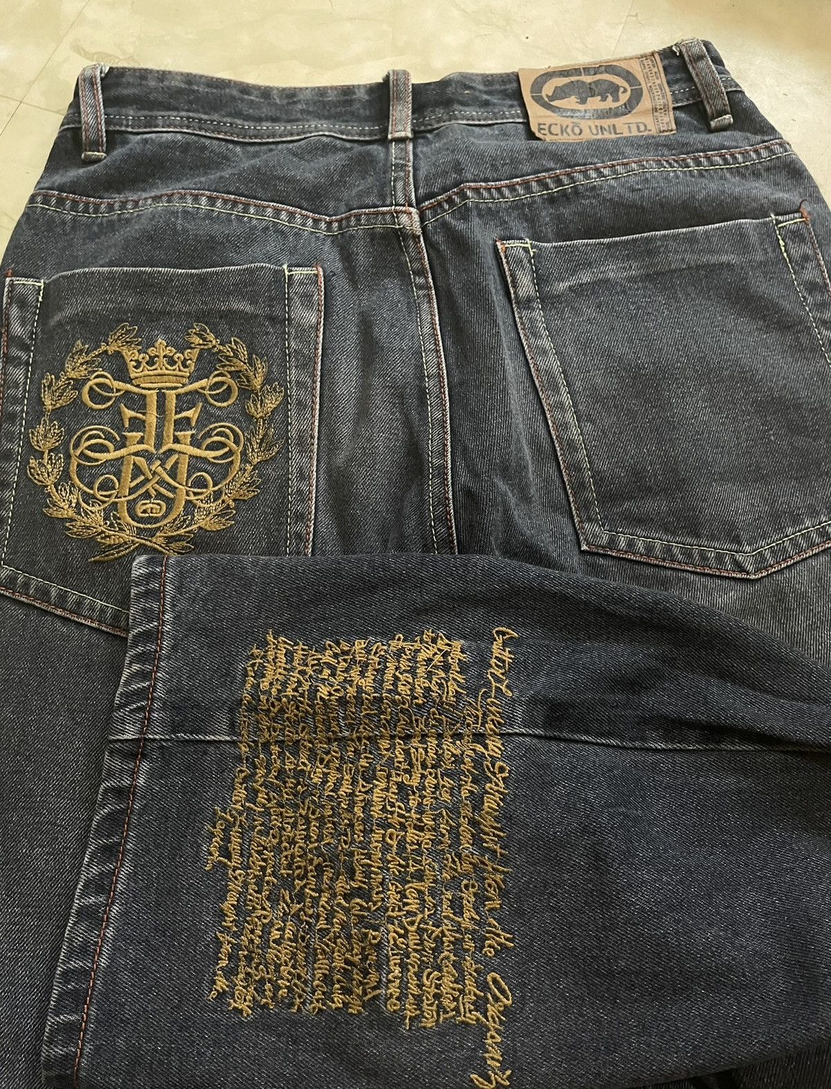 Japanese Brand × Vintage Ecko Untd Classic Logo and Classic Script Embroidered Pants Size US 31 - 3 Thumbnail