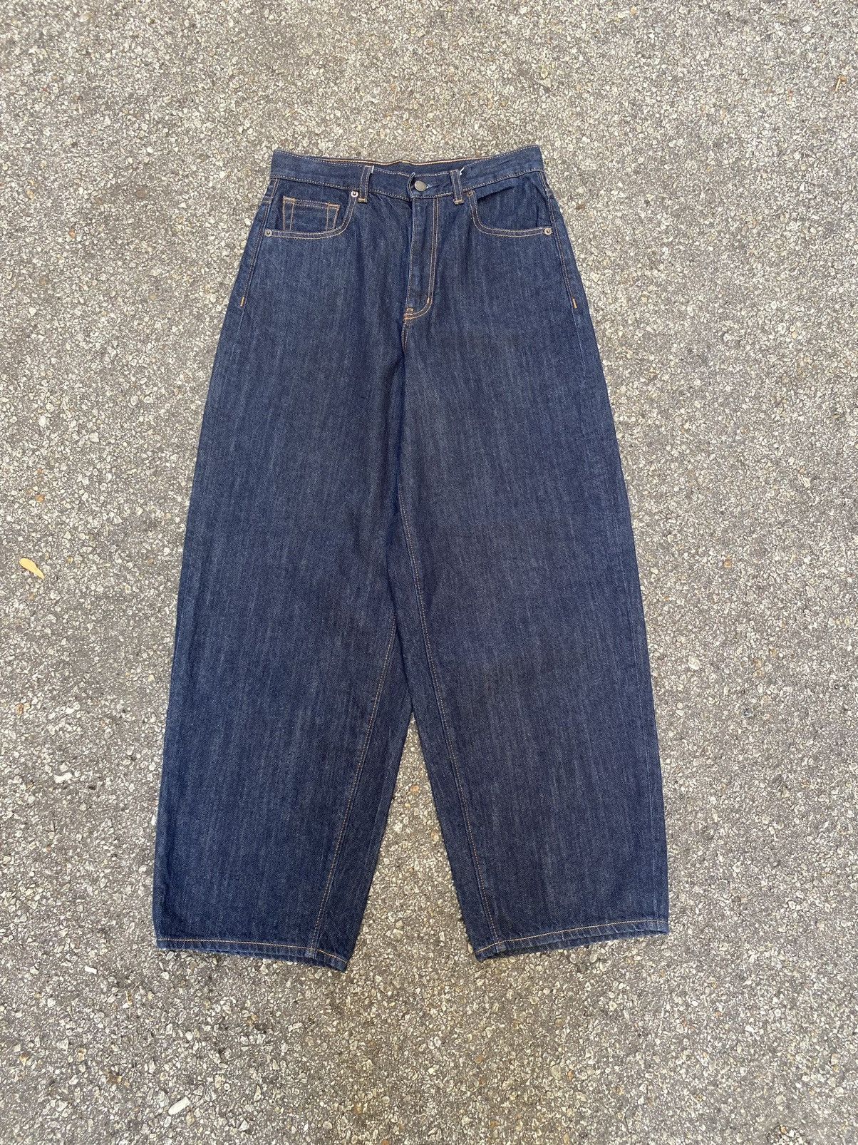 【YOURNUS】Trigger Cat Balloon Wide Denim GN508 big balloon wide denim pants -navy | goodnight5tore