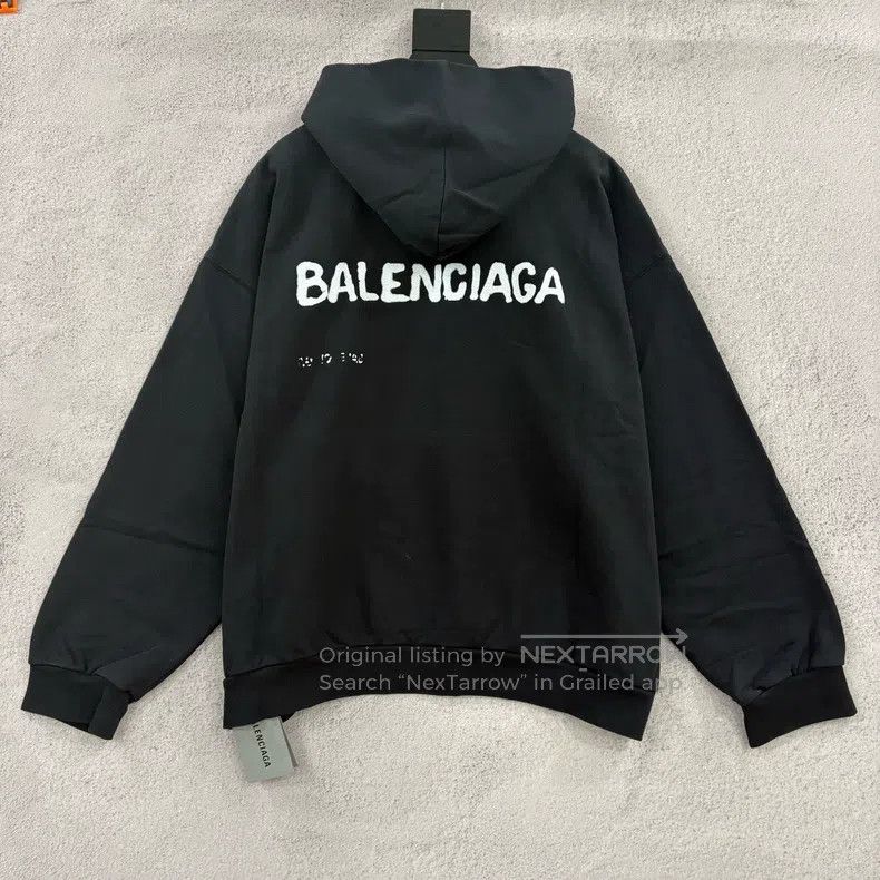 Balenciaga Balenciaga Printed Graffiti Logo Black Hoodie Size US M / EU 48-50 / 2 - 2 Thumbnail