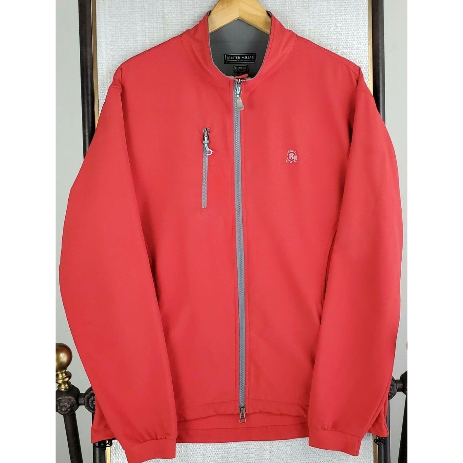 Peter Millar PETER MILLAR Men's Windproof Full Zip Jacket - 4 Element Golf/Casual Solid Red, Size M, Regular Fit Size US M / EU 48-50 / 2 - 2 Thumbnail