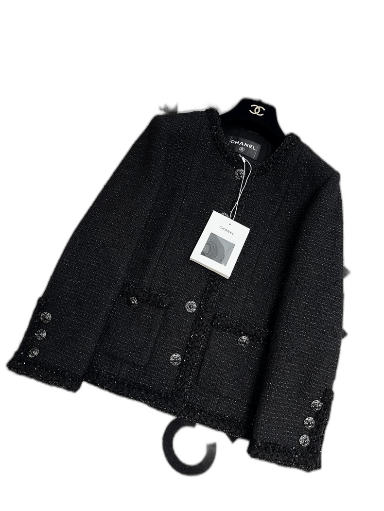 Chanel Chanel Black Classic Round Neck Woven Jacket Size S / US 4 / IT 40 - 1 Thumbnail