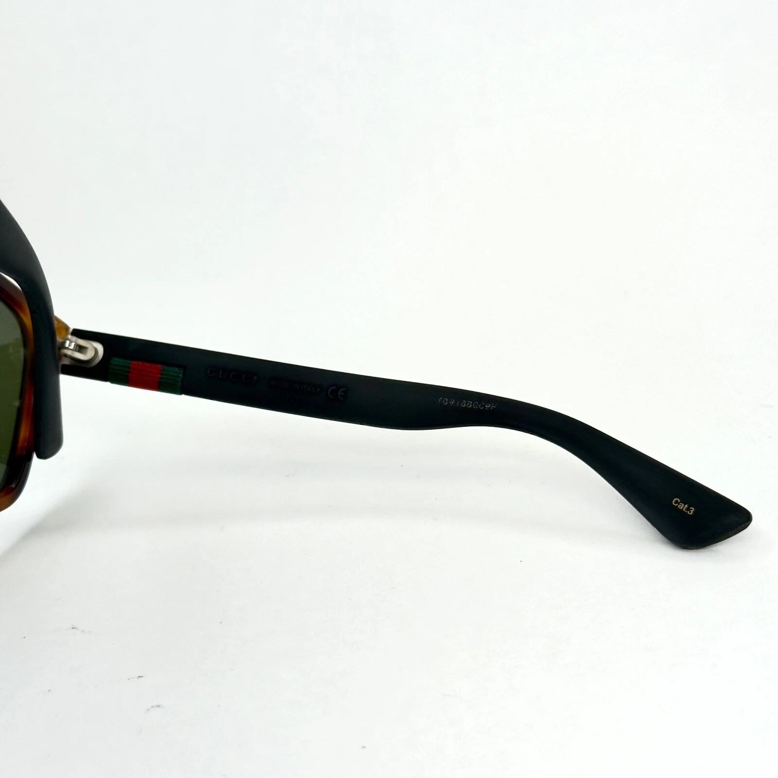 Gucci GUCCI GG0010S STRIPE 0010 Black Rubber Square Sunglasses Size ONE SIZE - 3 Thumbnail