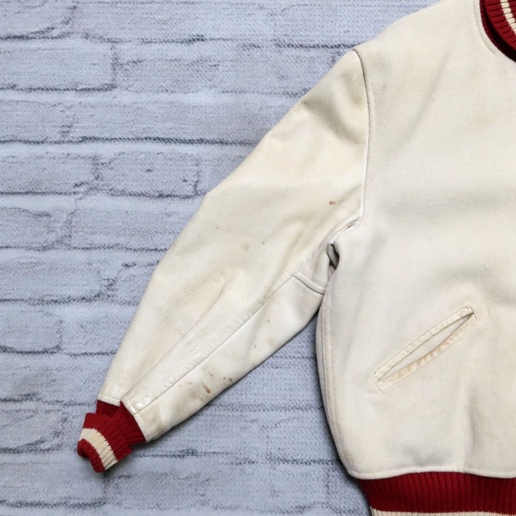 Vintage Vintage Stanford University Wool Leather Varsity Jacket Mens Jacket 44 White 90s Event Stanford University Varsity Jacket Mens Size US S / EU 44-46 / 1 - 6 Thumbnail