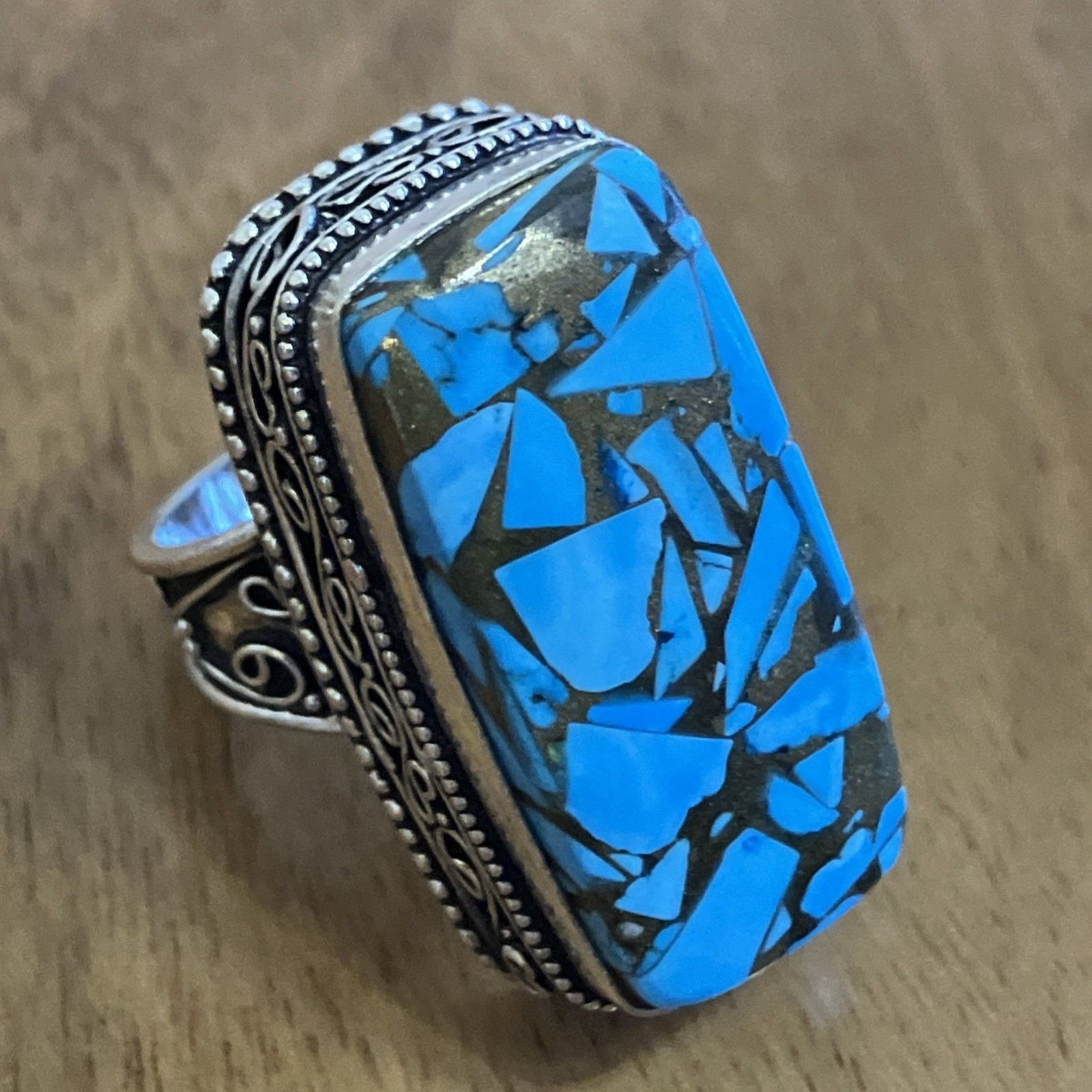 Handmade Blue Copper Turquoise Ring 925 Sterling Silver Southwestern Size ONE SIZE - 5 Thumbnail