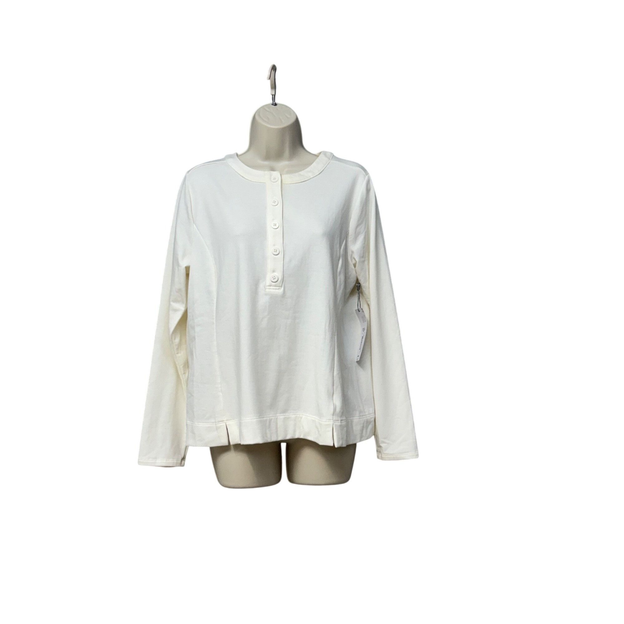 Liz Claiborne Liz Claiborne Women’s faux-Henley Tee, Crema, Size M Size S / US 4 / IT 40 - 10 Thumbnail