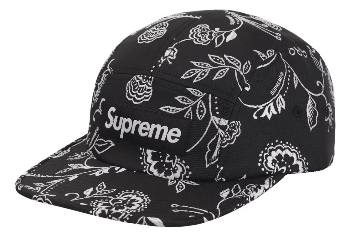 Supreme Supreme Floral Jacquard Camp Cap Black Sz Adjustable Size ONE SIZE - 1 Thumbnail