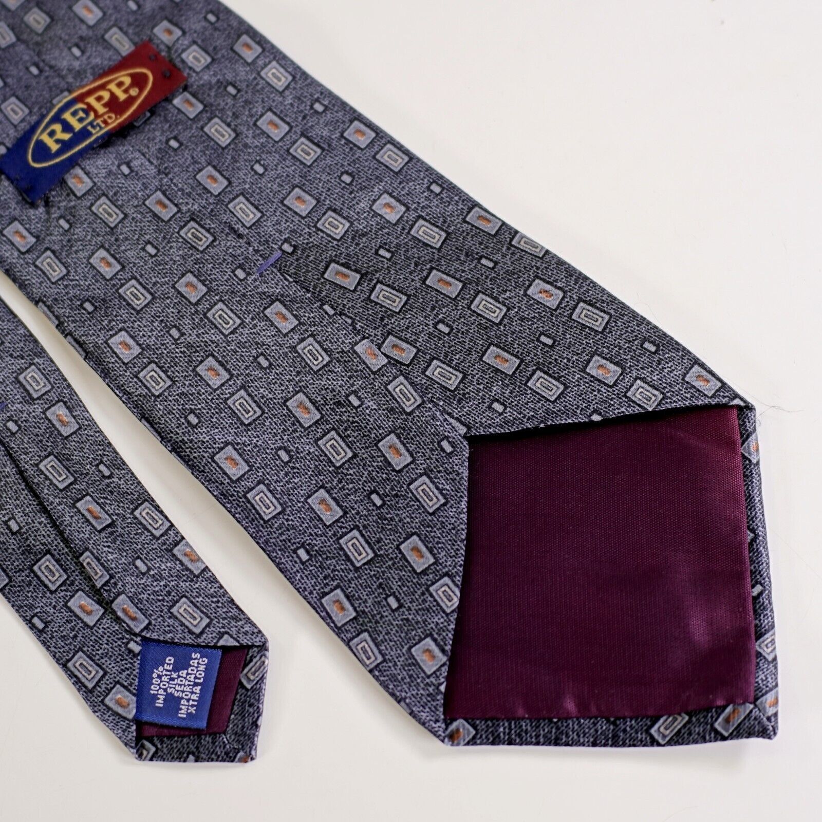 Other Repp Ltd Gray Metallic Geometric Print Wide Silk Tie Size ONE SIZE - 5 Thumbnail