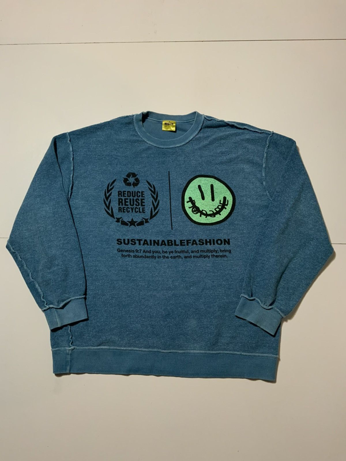 Other Neoity Recycle Sustainable Knit Woven Smiley Face Sweatshirt Size US XL / EU 56 / 4 - 1 Thumbnail
