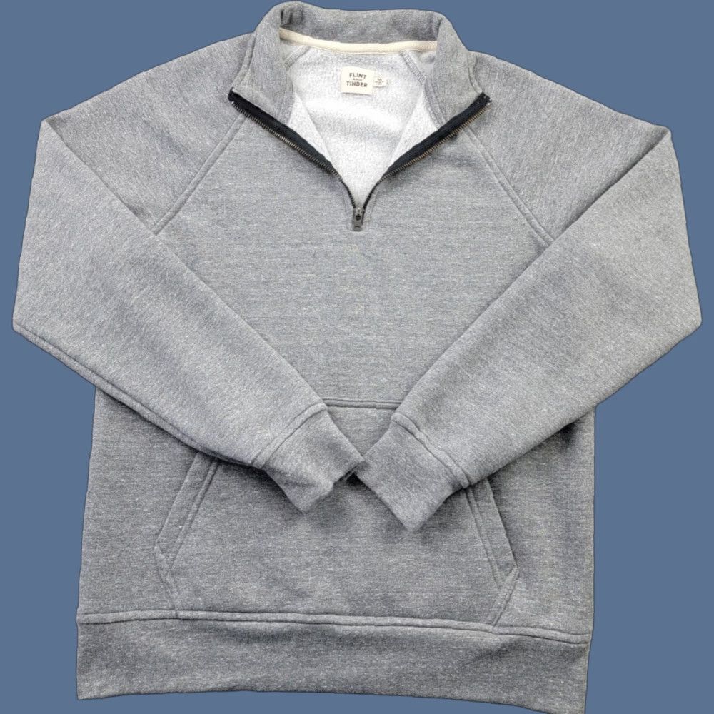 Flint And Tinder Flint and Tinder Sweatshirt Mens Medium Gray Pullover 1/4 Zip Pockets USA Made (Solid) Size US M / EU 48-50 / 2 - 1 Thumbnail