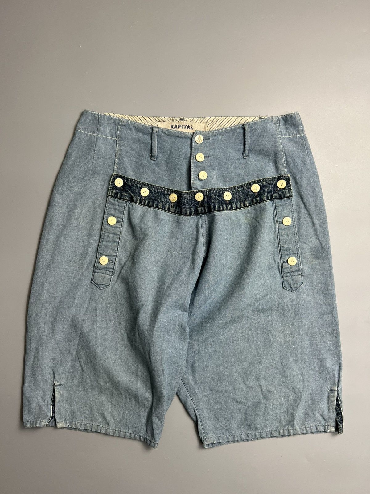 Kapital × Kapital Kountry Vintage 2000s Kapital USN Sailor Button Shorts Size US 31 - 1 Thumbnail