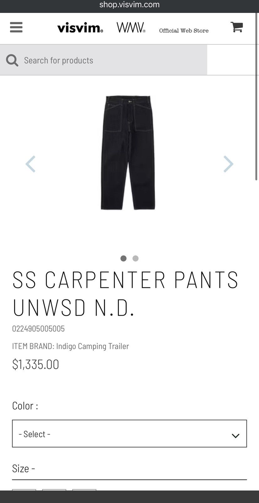 Visvim Visvim 24ss ICT Carpenter Pants Unwsd N.D. Size US 36 / EU 52 - 3 Thumbnail