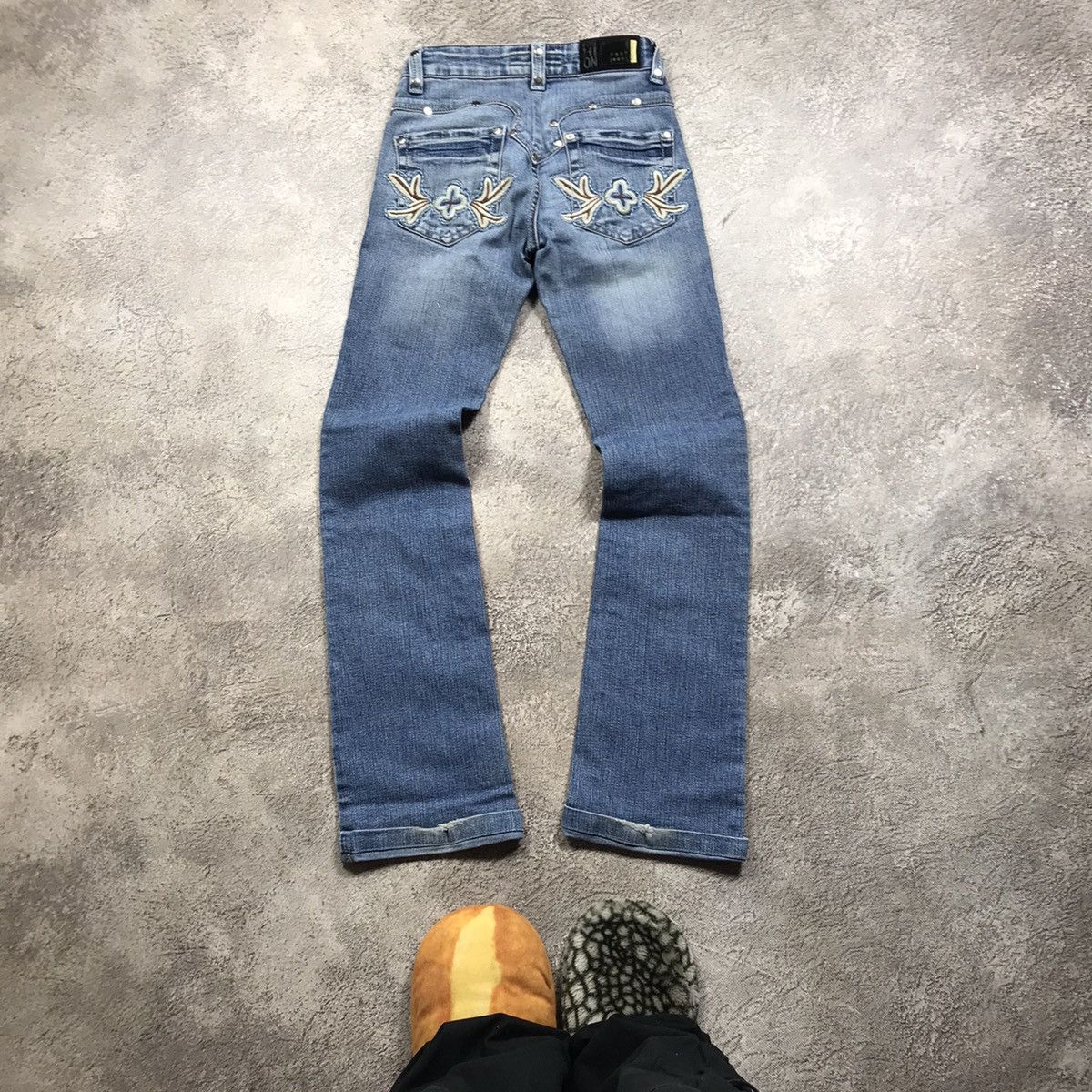 Vintage Vintage 90s Baggy Wide Leg Distressed Jeans Grunge Y2K 24 Size 24" / US 00 / IT 34 - 4 Thumbnail