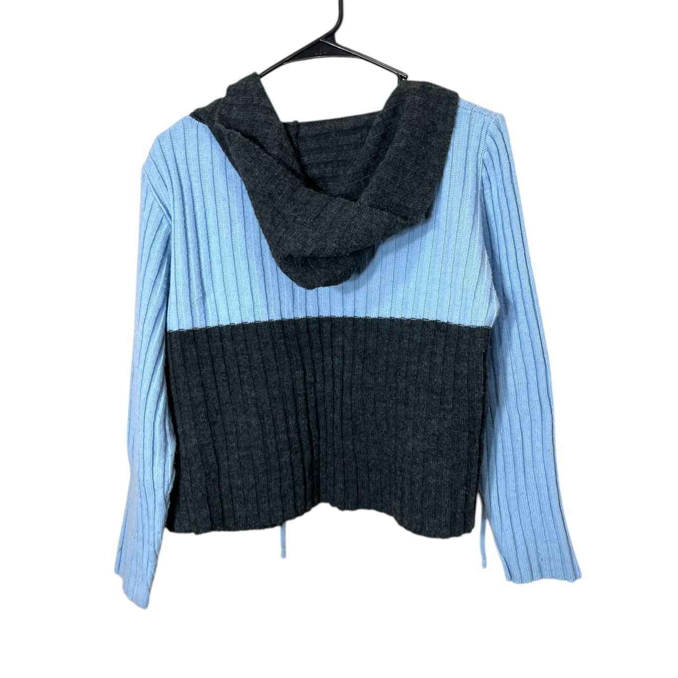 Other Vintage smooches Y2K Blue Gray Chunky Knit Cardigan Sweater Size M / US 6-8 / IT 42-44 - 8 Thumbnail