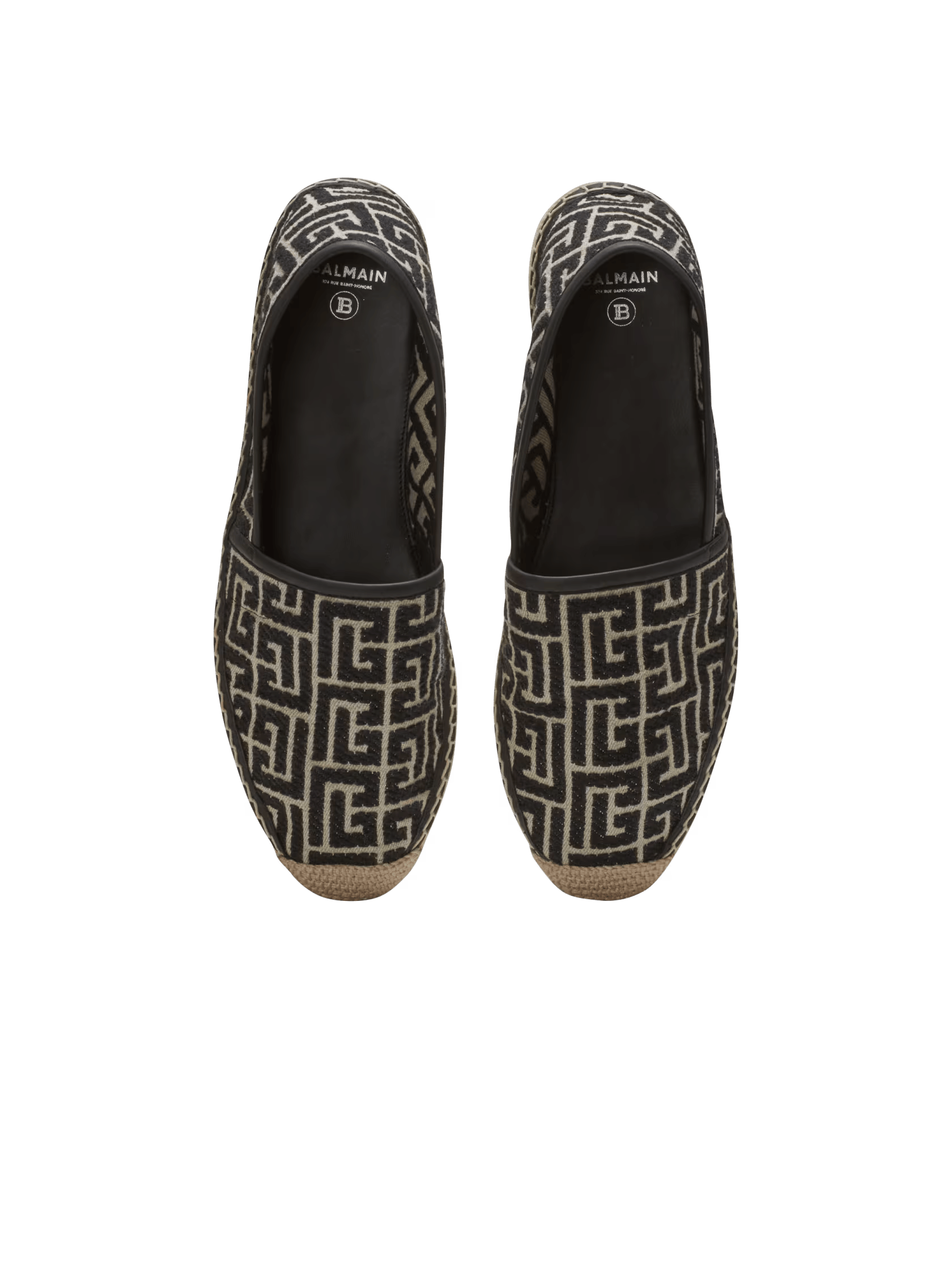 Balmain o1s1wg110325 Jacquard Monogram Alex Espadrilles Ivory Black Size US 10 / EU 43 - 3 Thumbnail