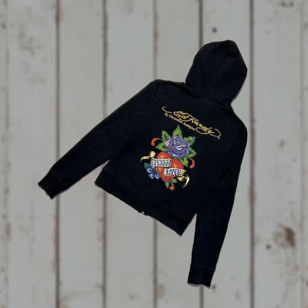 Ed Hardy VINTAGE Ed Hardy By Christian Audigier Hoodie Y2K Full Zip Women Size S Black Size S / US 4 / IT 40 - 1 Thumbnail