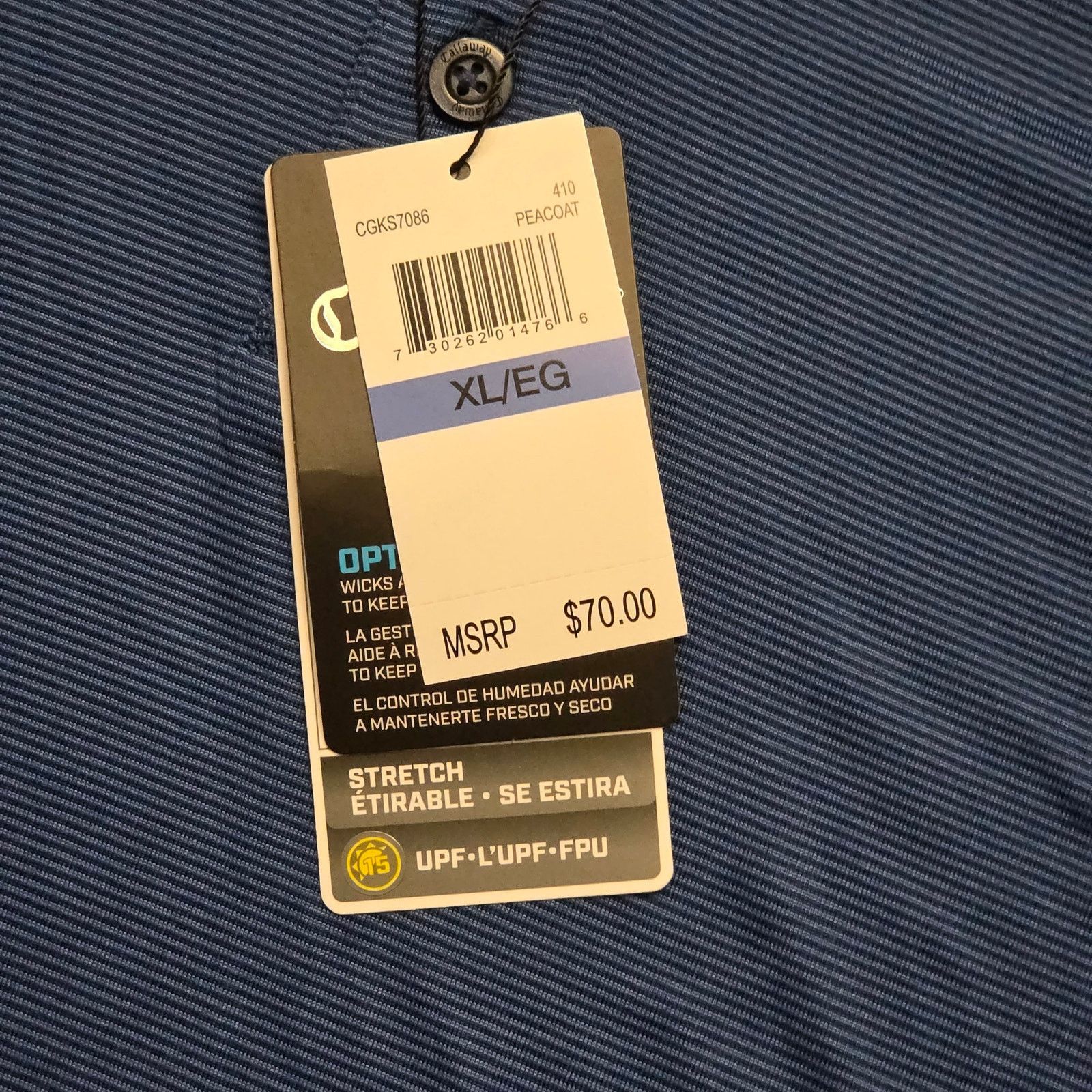 Callaway Callaway Core Golf Polo Men’s XL Blue Opti‑Dri Stretch Size US XL / EU 56 / 4 - 2 Thumbnail