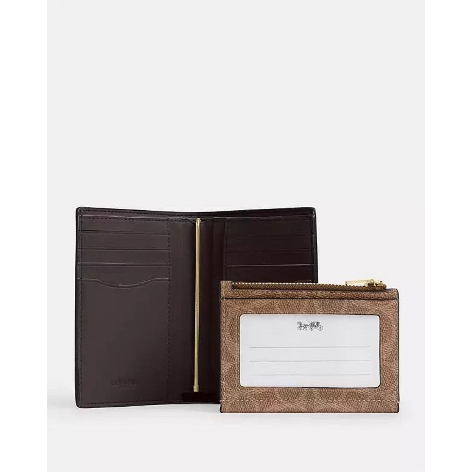 Coach NWT Coach 2-in-1 Wallet Blocked CBK54 Gold/Walnut/Tan Size ONE SIZE - 10 Thumbnail