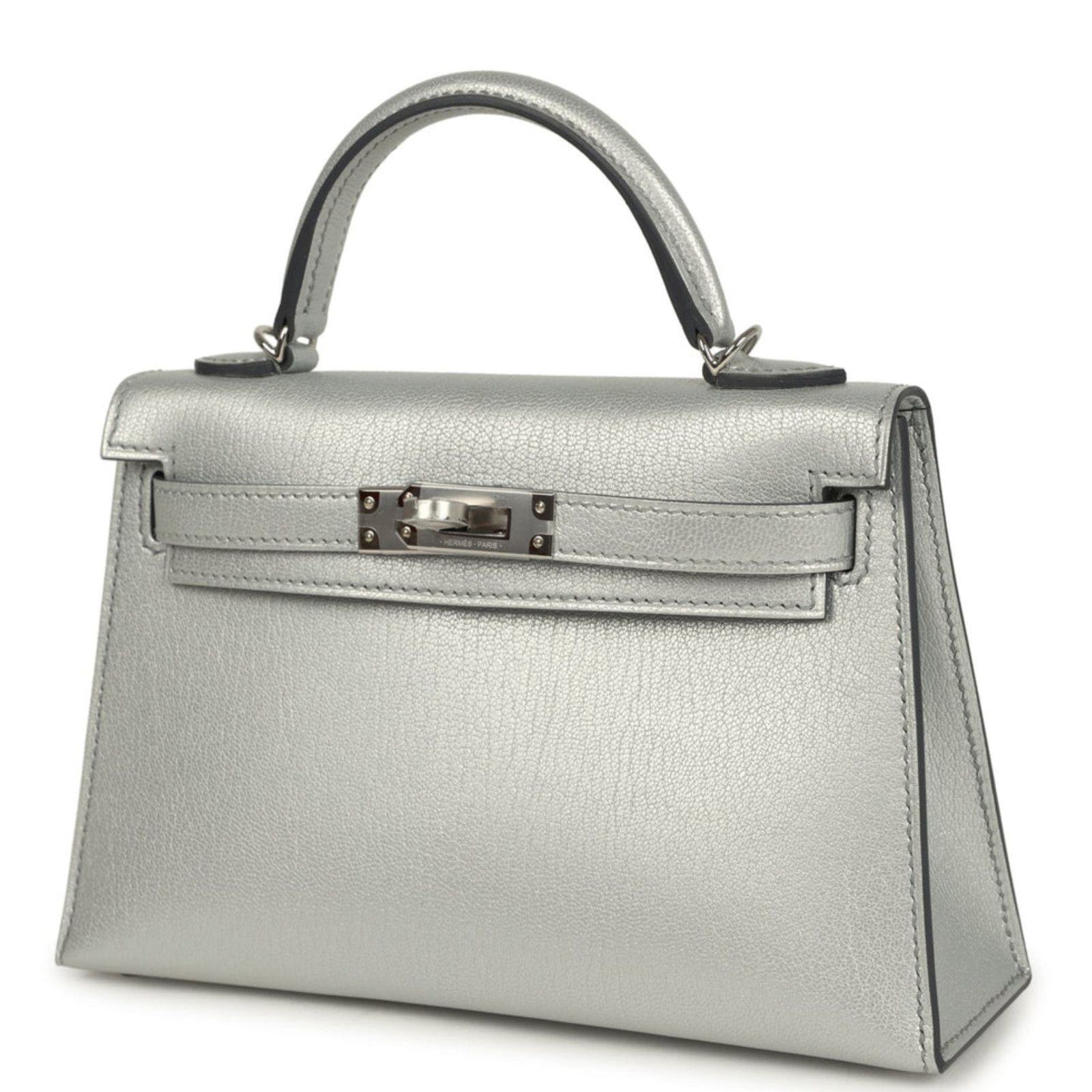 Hermes Mini Kelly 20 Sellier Argent Chevre Chamkilight Palladium Size ONE SIZE - 20 Thumbnail