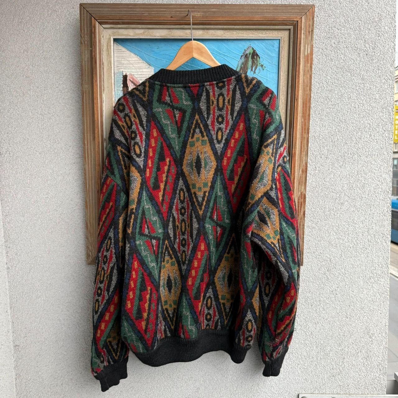 Vintage Vintage 90s Wool Jacket Cabke Knit Multi Colour Coogi Vibe Size US XL / EU 56 / 4 - 2 Thumbnail