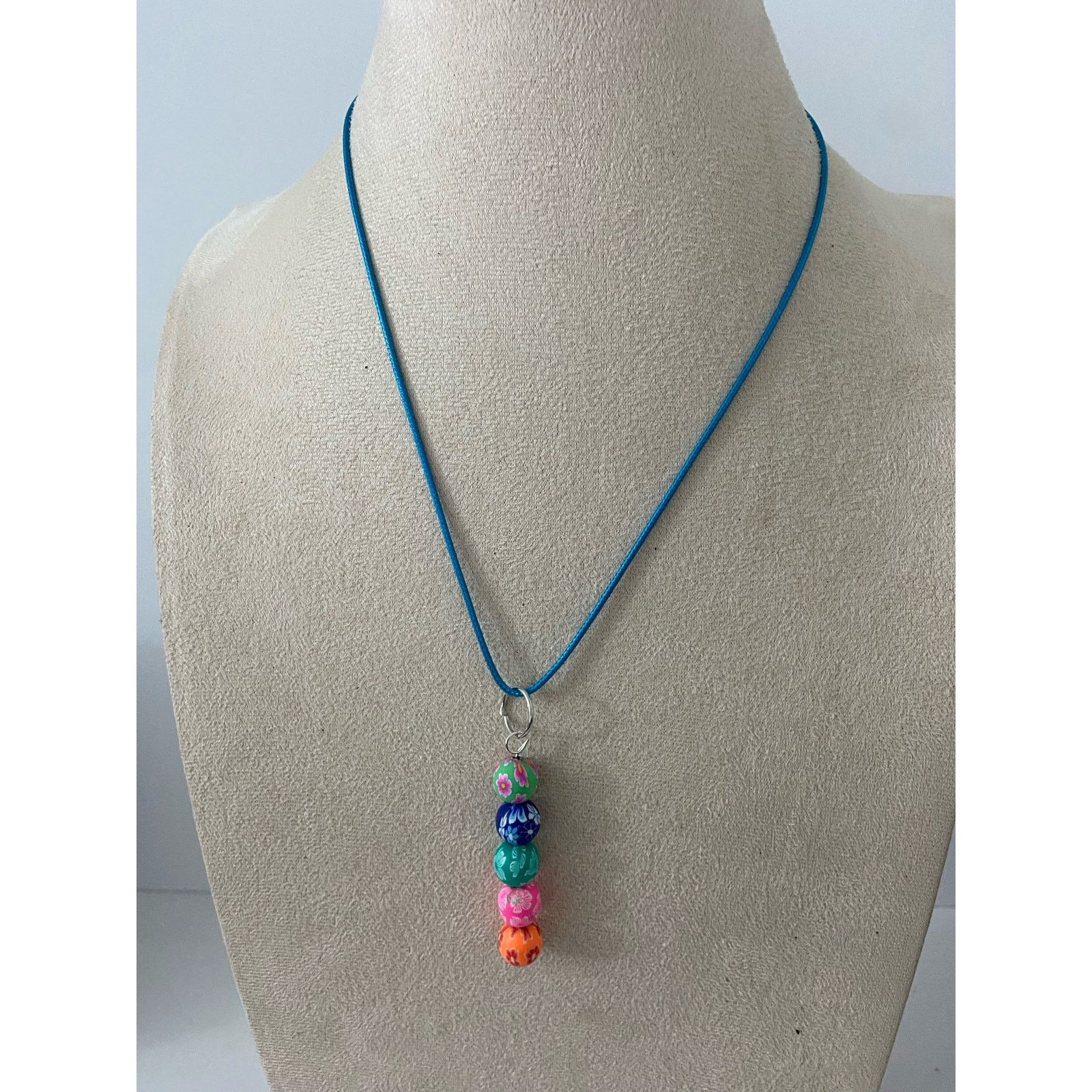 Handmade Colorful fimo clay bead pendant necklace Size ONE SIZE - 1 Thumbnail
