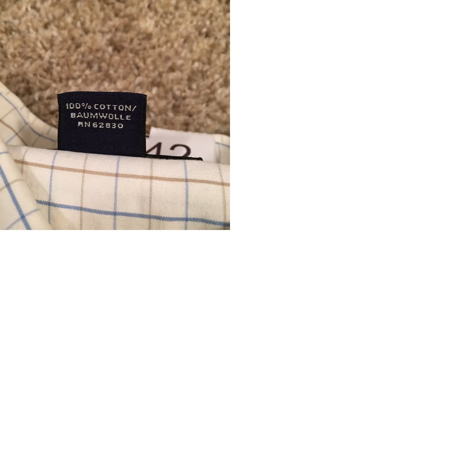 Lands' End Lands' End Shirt Mens XL Beige Blue Plaid Long Sleeve Button-Down Collar Shirt Mens Button-Up Front-Button Size US XL / EU 56 / 4 - 9 Thumbnail