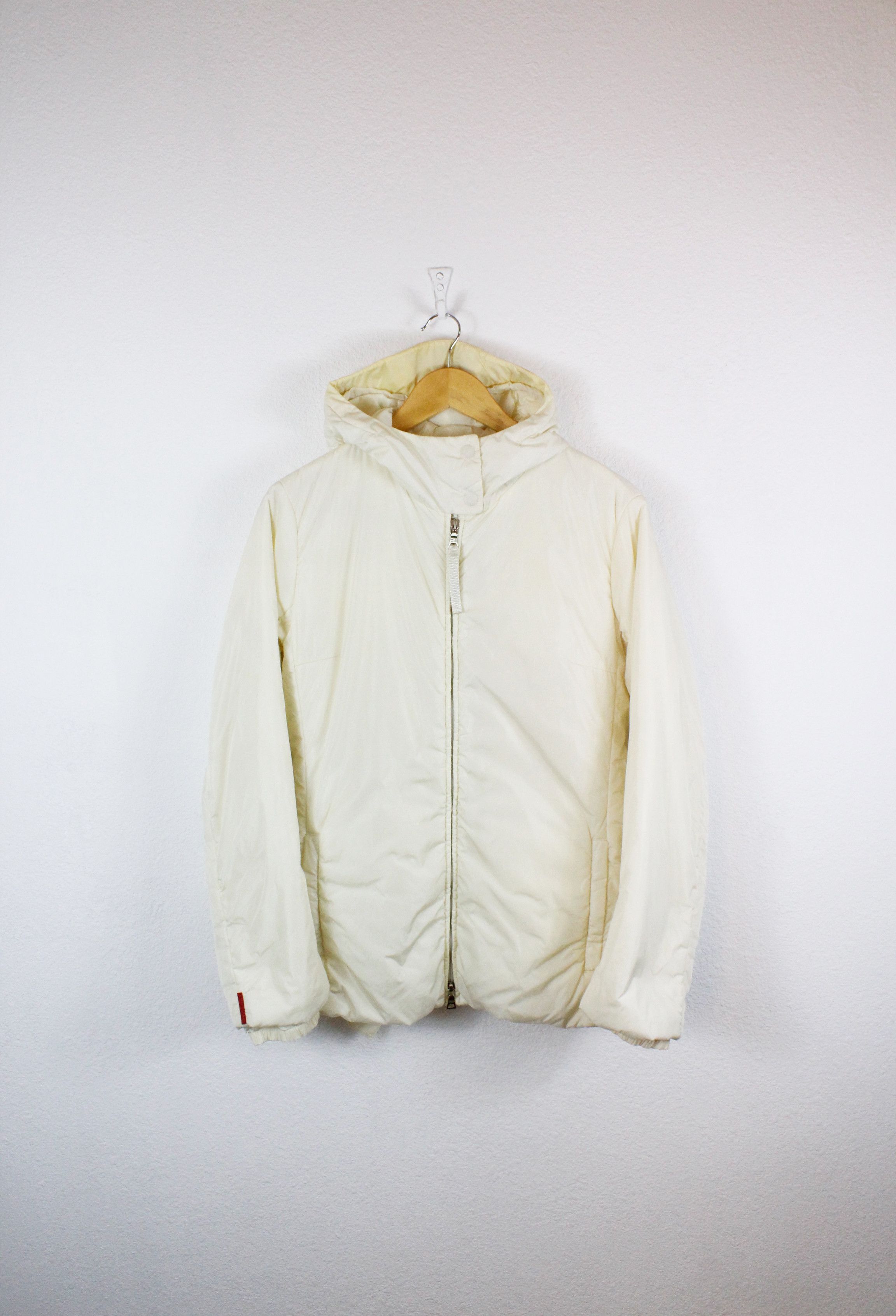 Prada Archive Prada Sport Red Logo Paded Belted Moto Jacket Parka Size S / US 4 / IT 40 - 2 Thumbnail