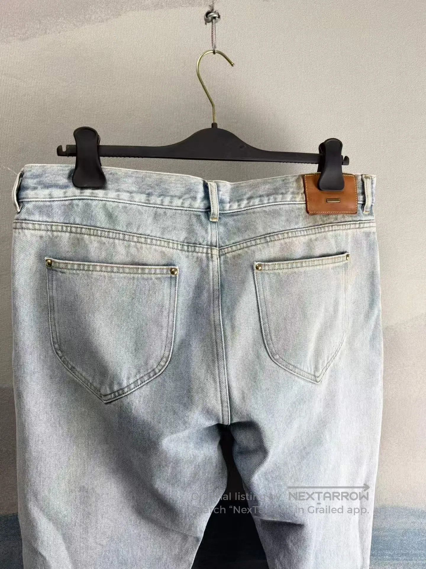 Louis Vuitton Louis Vuitton Light Blue Back Leather Patch Denim Pants| Size US 36 / EU 52 - 3 Thumbnail