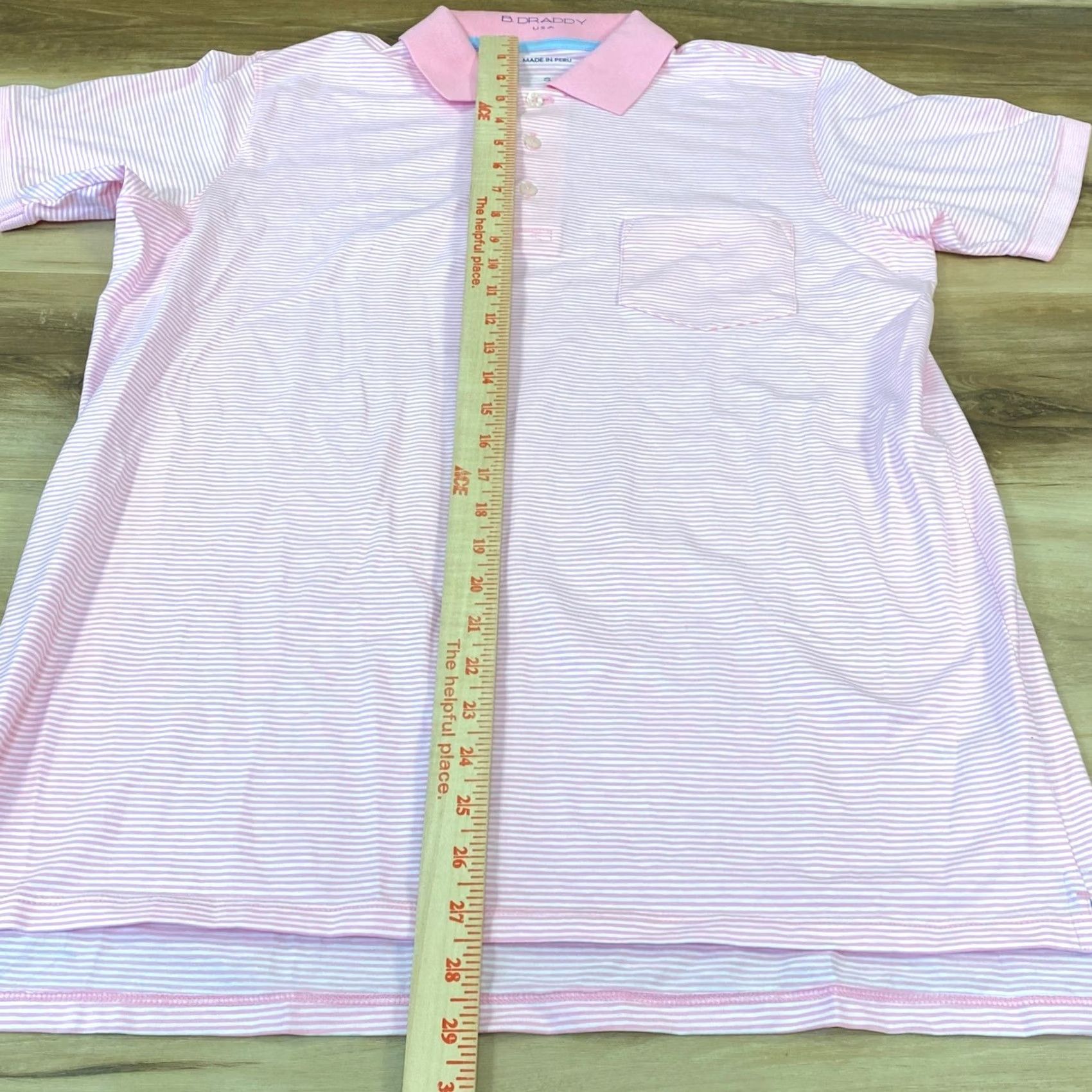 Vintage B. Draddy USA Mens Small Pink White Striped Pima Cotton Stretch Golf Polo Shirt Size US S / EU 44-46 / 1 - 4 Thumbnail