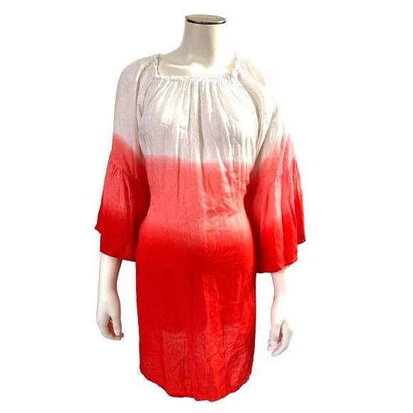 Other 7 Islands XL Dip Dye Red White Rayon Tunic Dress India Boho Size XL / US 12-14 / IT 48-50 - 2 Thumbnail