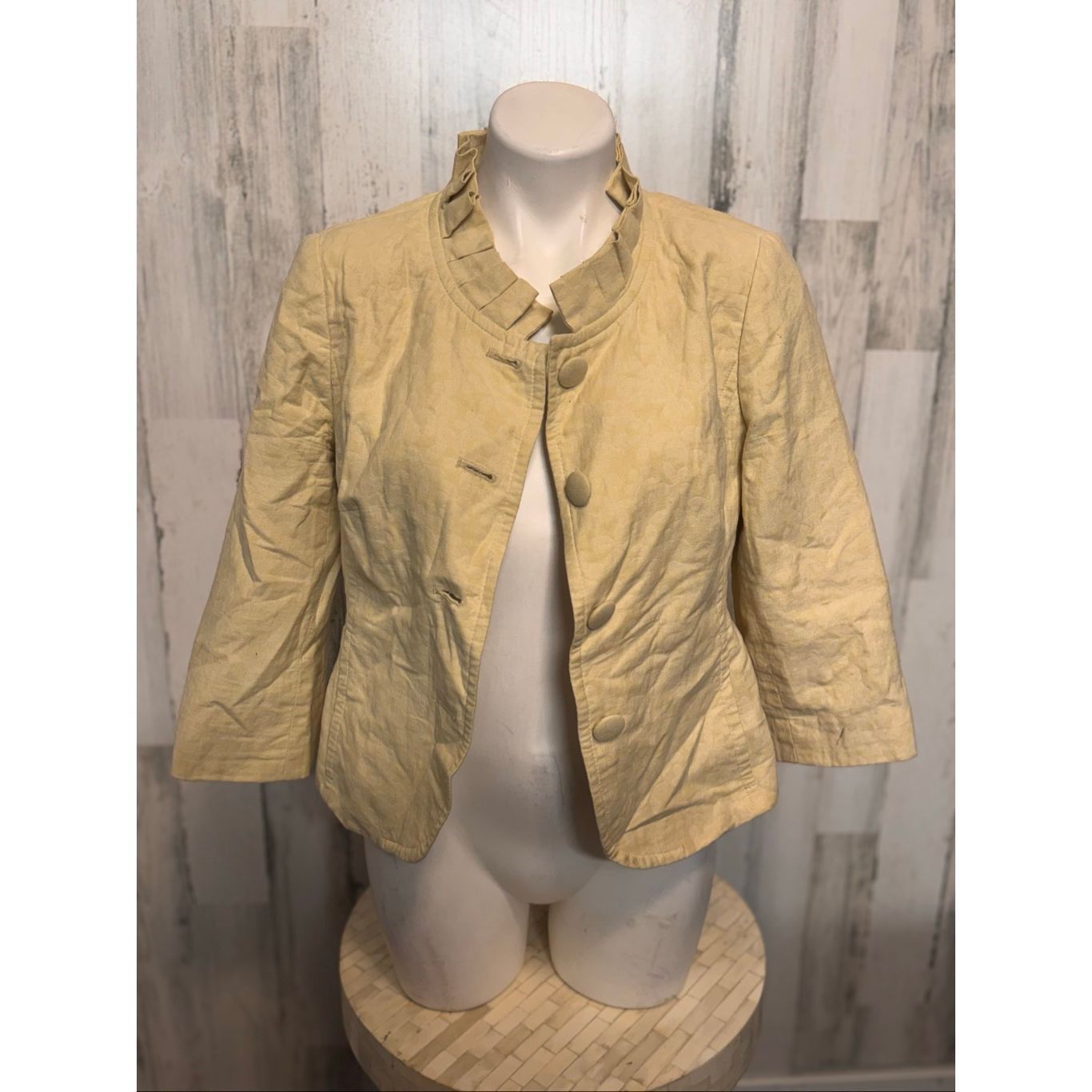 Other Willi Smith Beige Cropped Ruffle Collar Jacket Size 8 Size M / US 6-8 / IT 42-44 - 9 Thumbnail