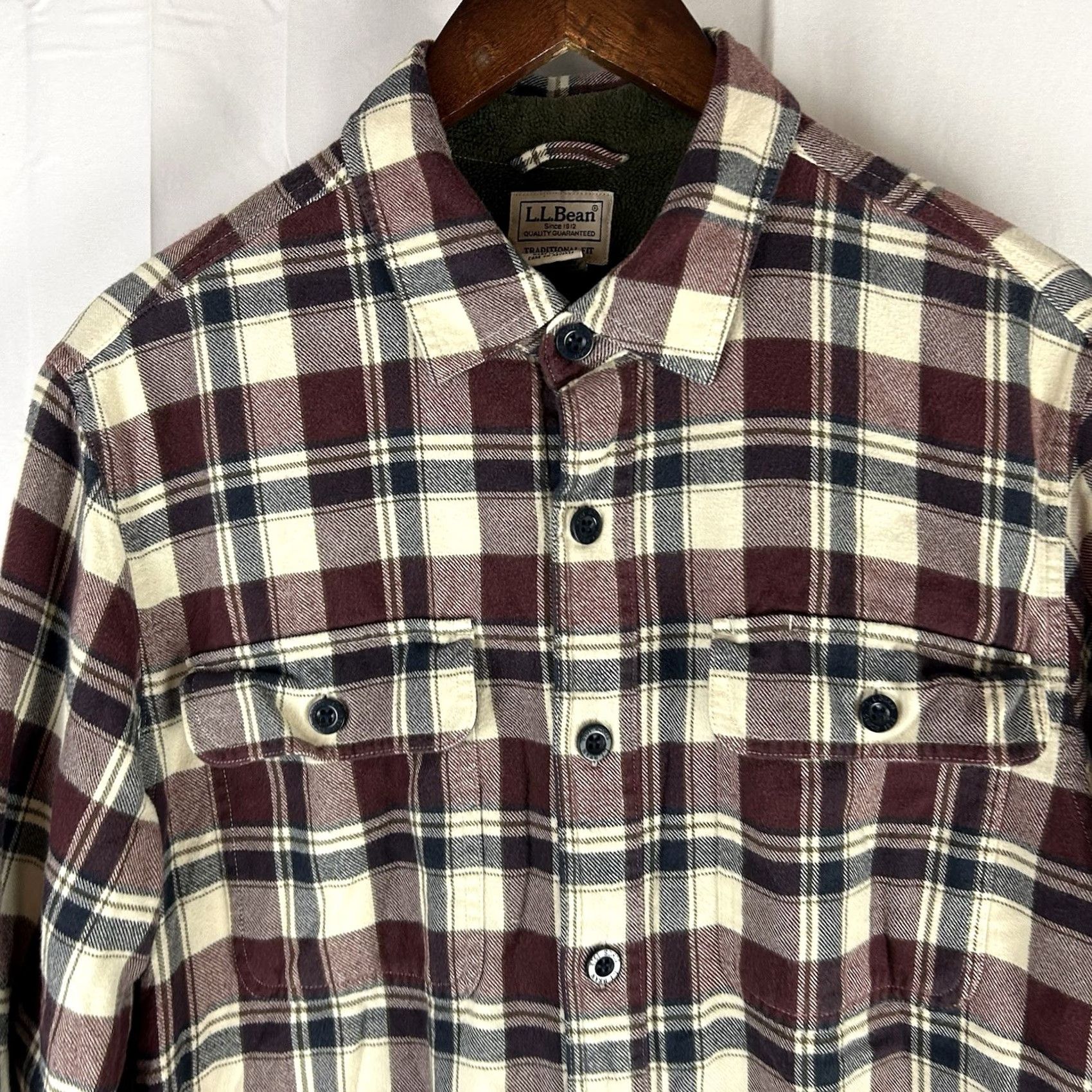 Vintage VINTAGE LL Bean Men Shacket Med Plaid Fleece Lined Flannel Shirt Jacket 298189 Outdoor Size US M / EU 48-50 / 2 - 2 Thumbnail