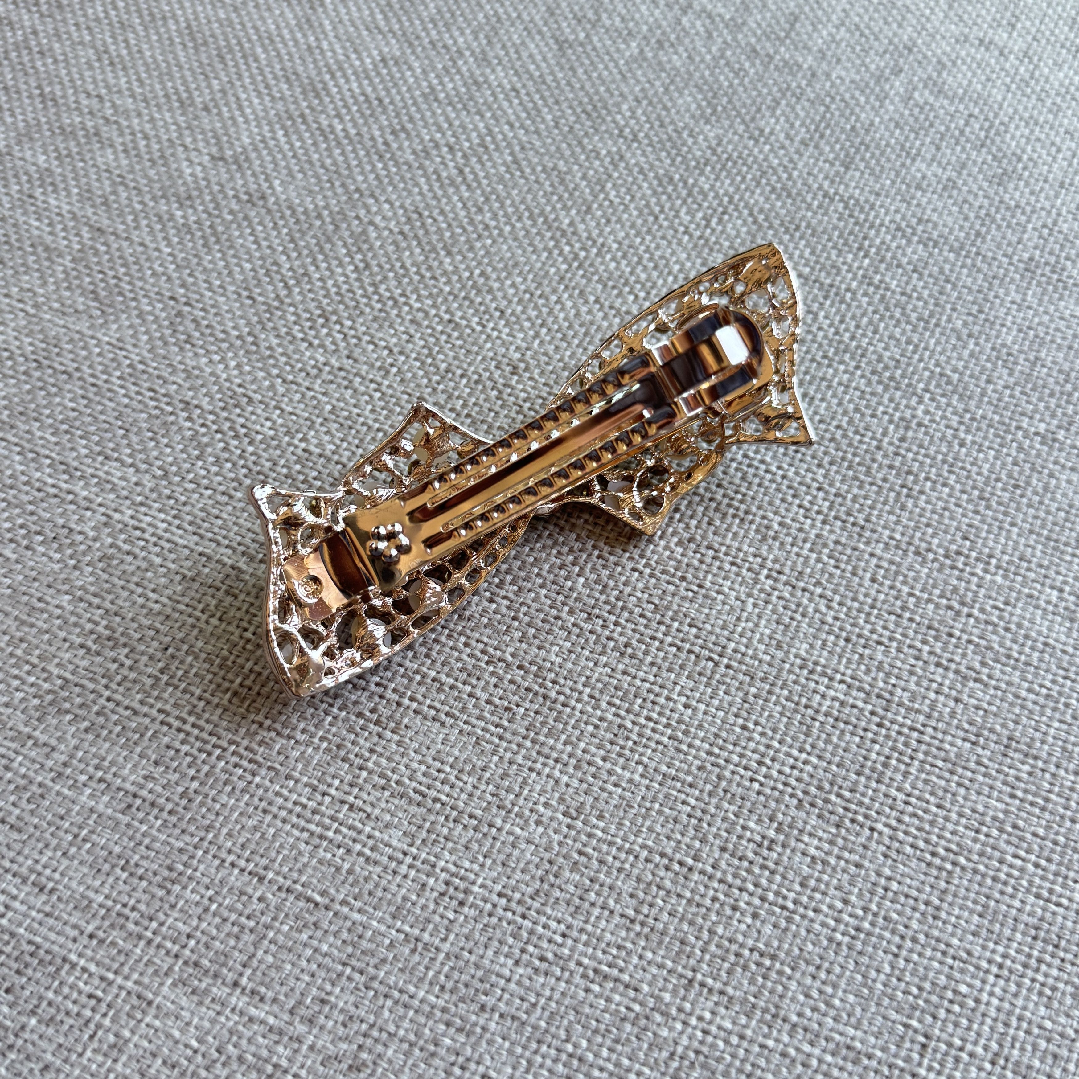 Other Gold Bow Pearl Rhinestone Hair Clip Size ONE SIZE - 5 Thumbnail