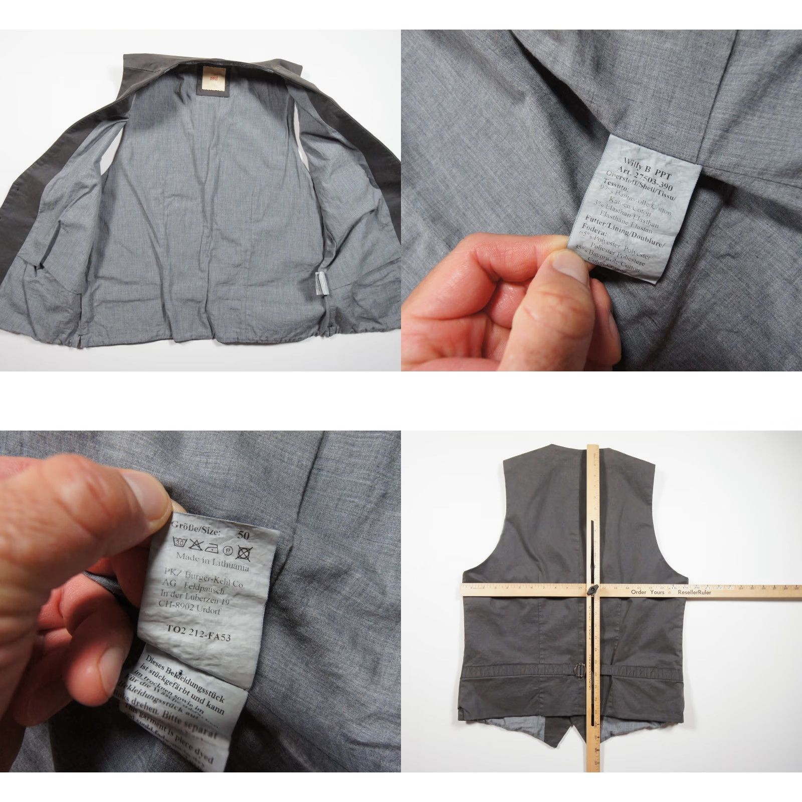 Vintage Paul Kehl Vest Mens 50 Gray Button Front Waistcoat Formal Casual Adult Medium? Size US M / EU 48-50 / 2 - 8 Thumbnail