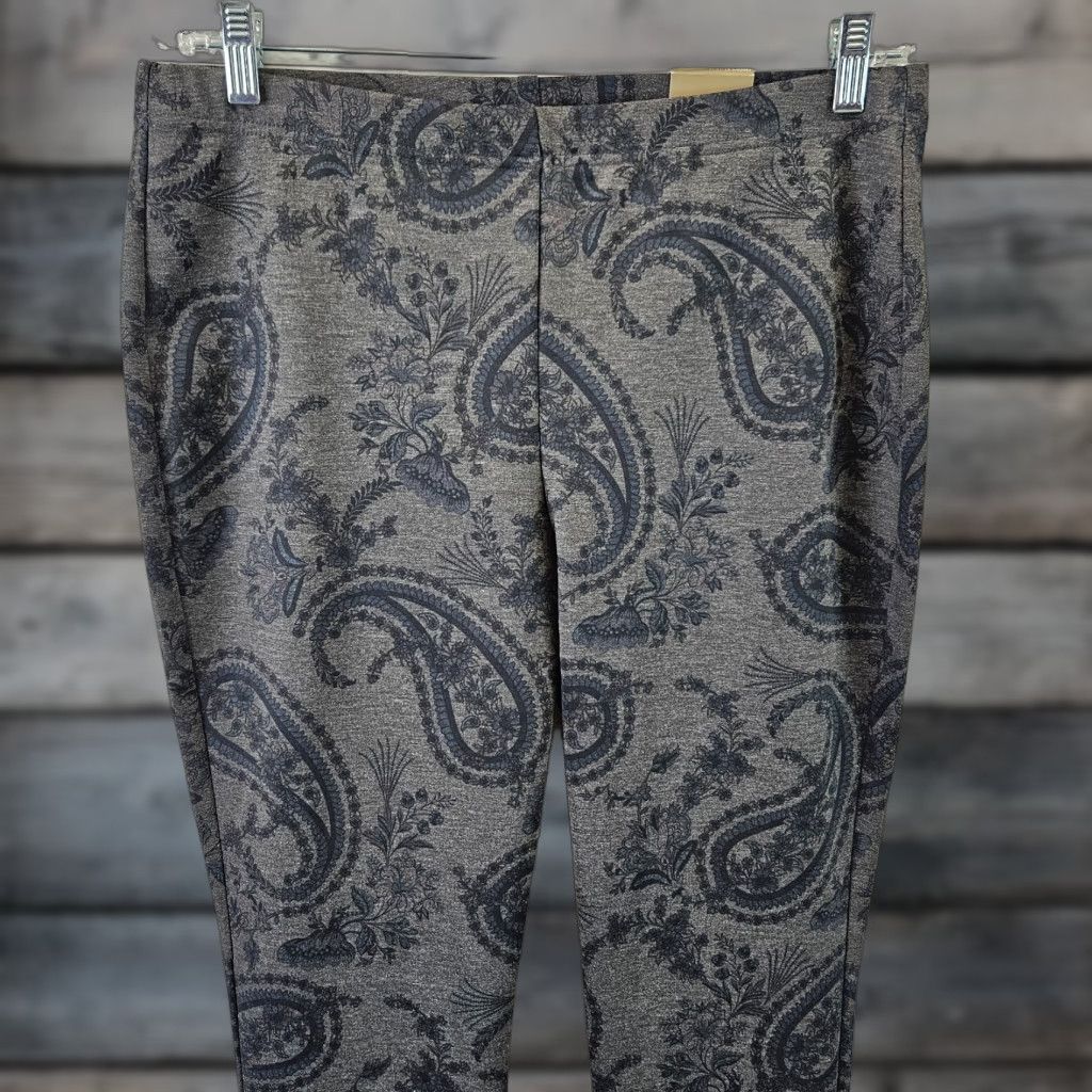 Vintage Chico's Womens Fabulously Slimming Leggings Sz 12 Gray Blue Paisley Pull On Ankle Size 34" / US 12 / IT 48 - 1 Thumbnail