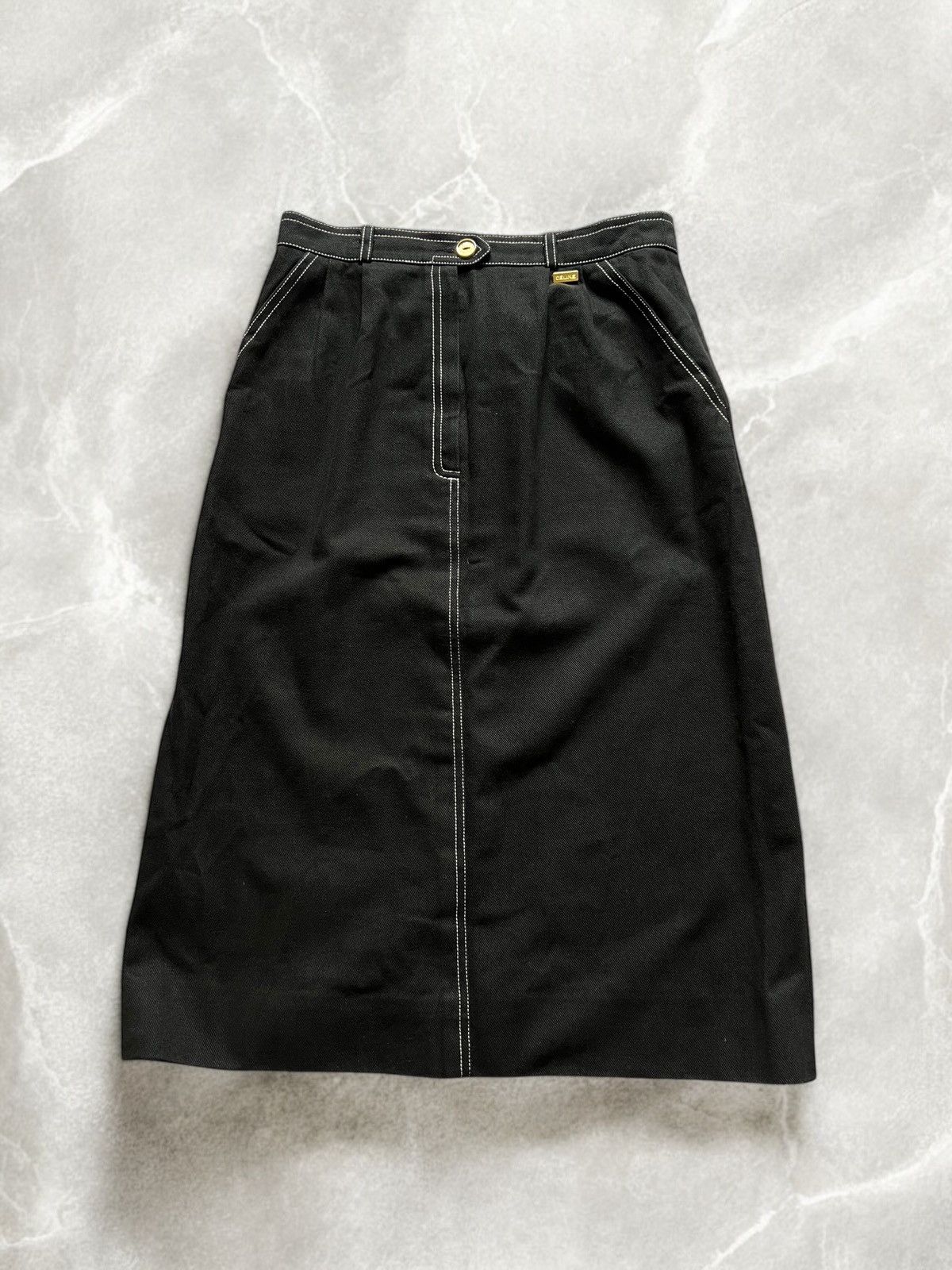 Celine × Vintage CELINE FRANCE VINTAGE 90s DENIM SKIRT JEANS GOLDEN LOGO y2k Size 28" / US 6 / IT 42 - 1 Thumbnail